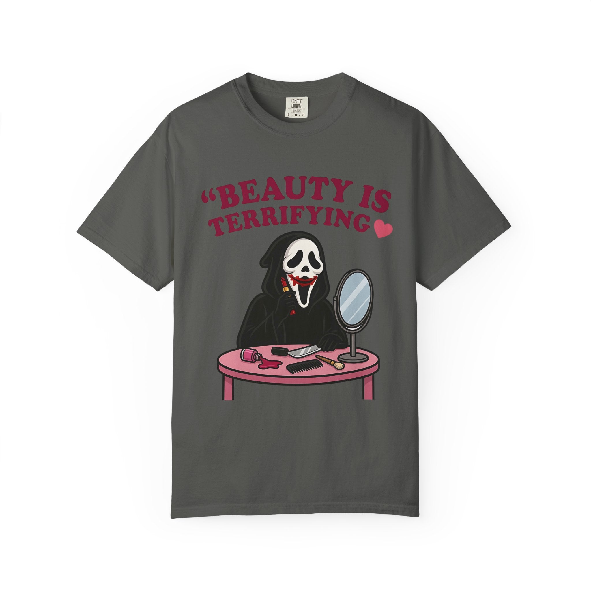 T-Shirt — "Beauty Is Terrifying" Ghostface Makeup Graphic Tee