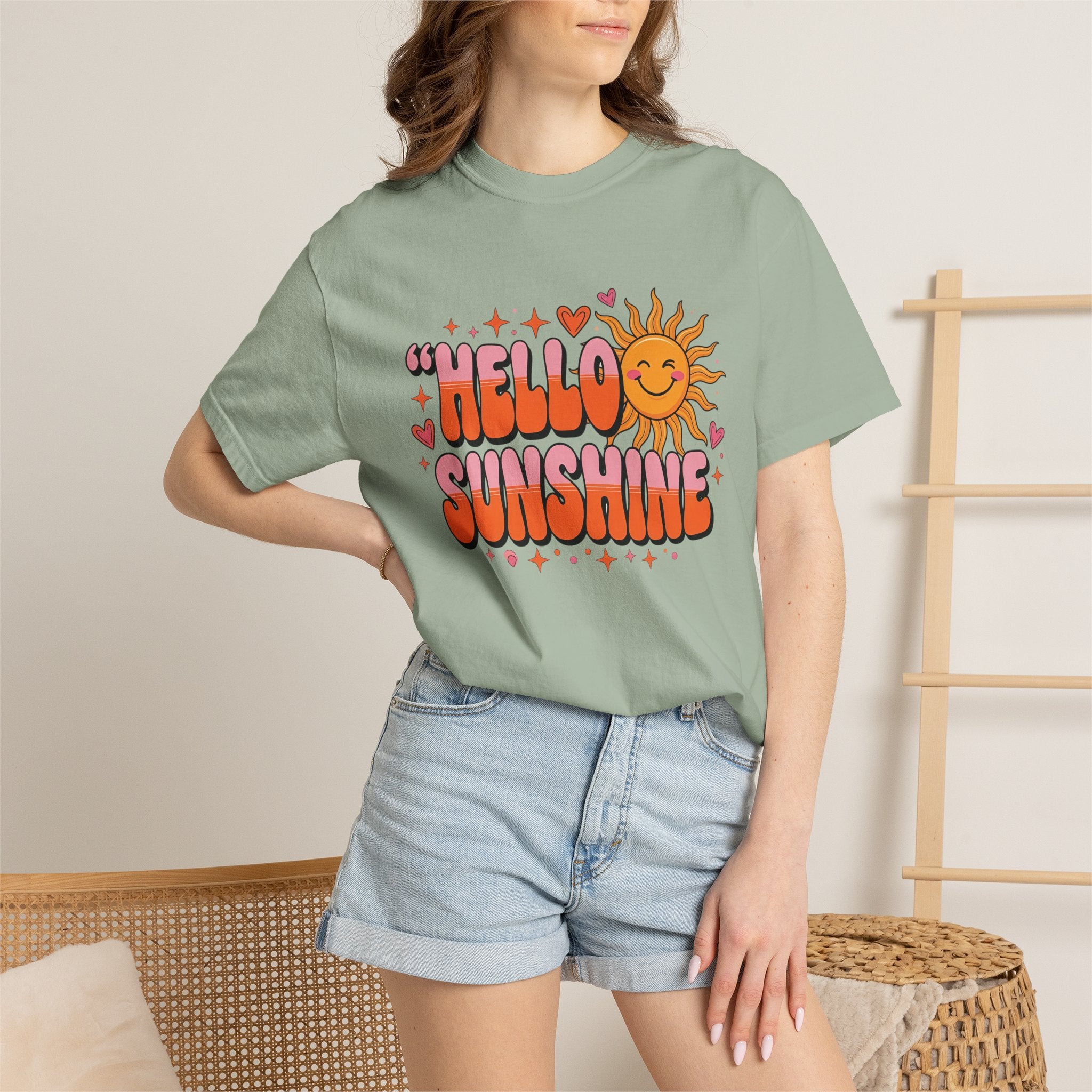 Hello Sunshine T-Shirt — Retro Smiley Sun Graphic Tee