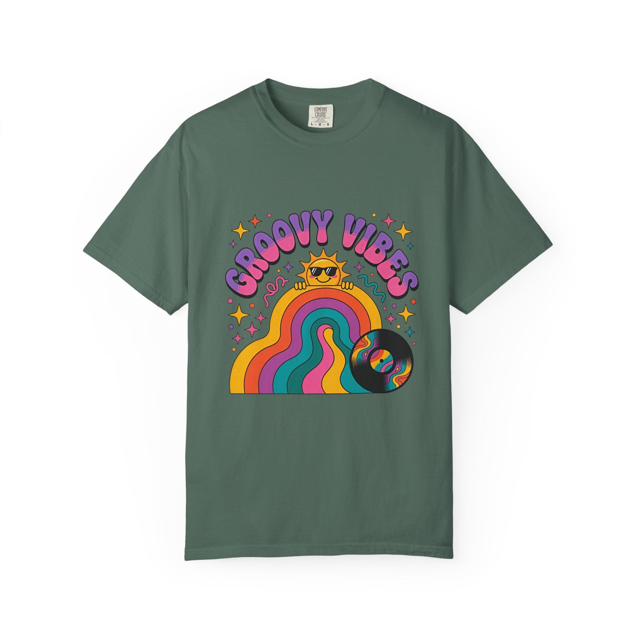 Groovy Vibes Retro Sun Rainbow T-Shirt