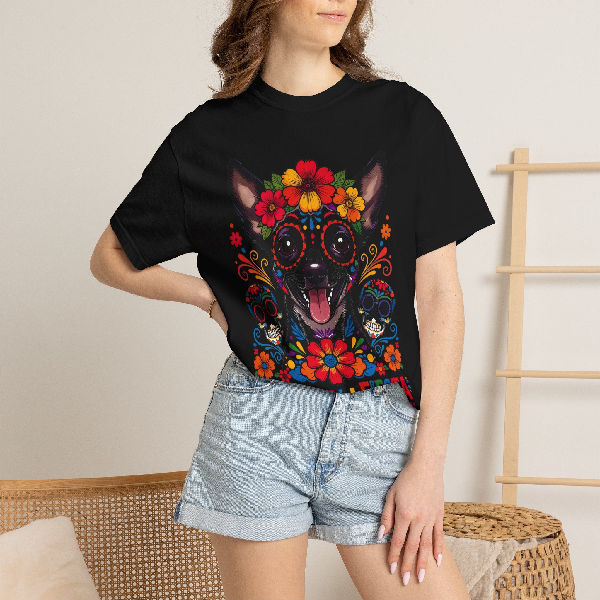 Day of the Dead Chihuahua T-Shirt — "El Rey de la Fiesta" Sugar Skull Tee