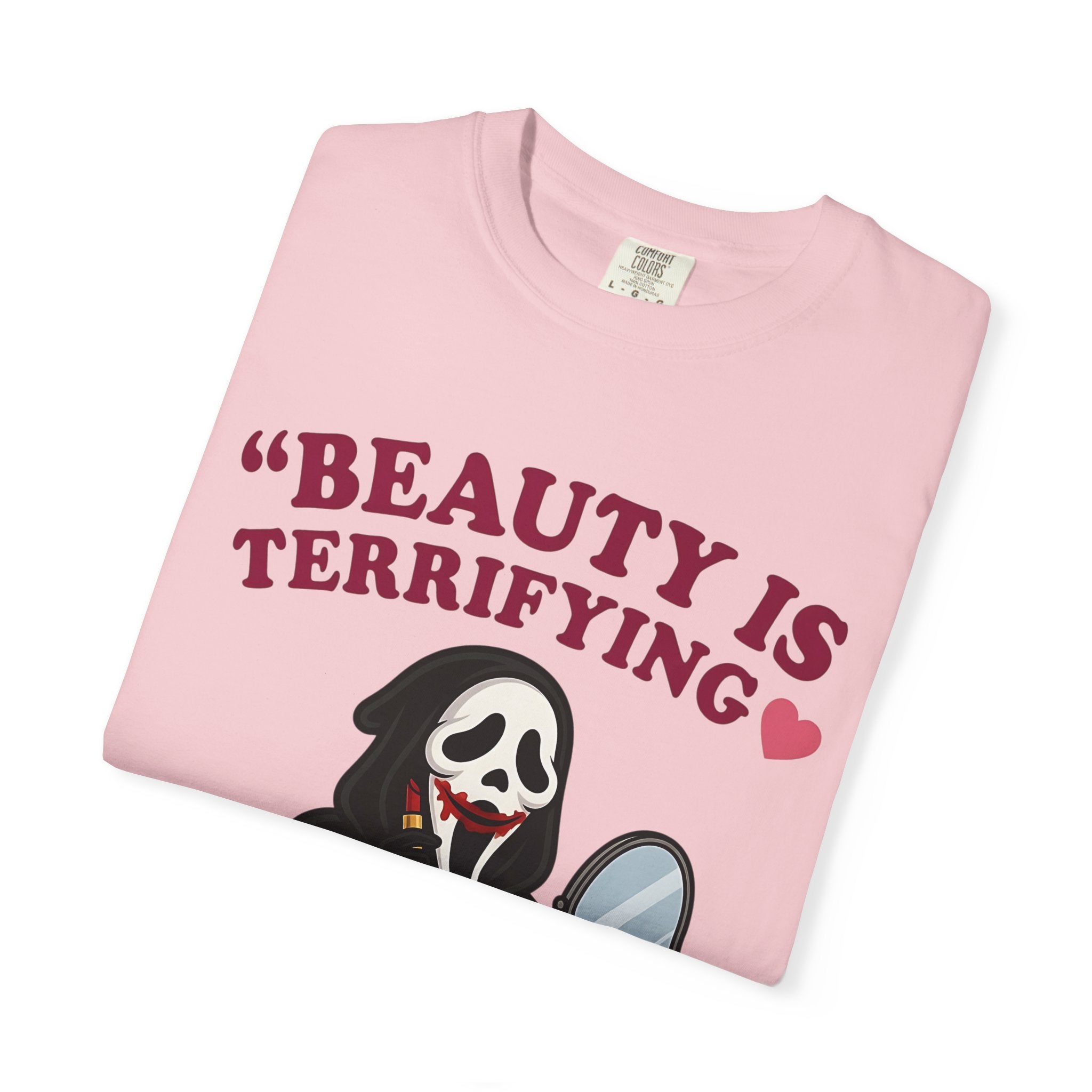 T-Shirt — "Beauty Is Terrifying" Ghostface Makeup Graphic Tee