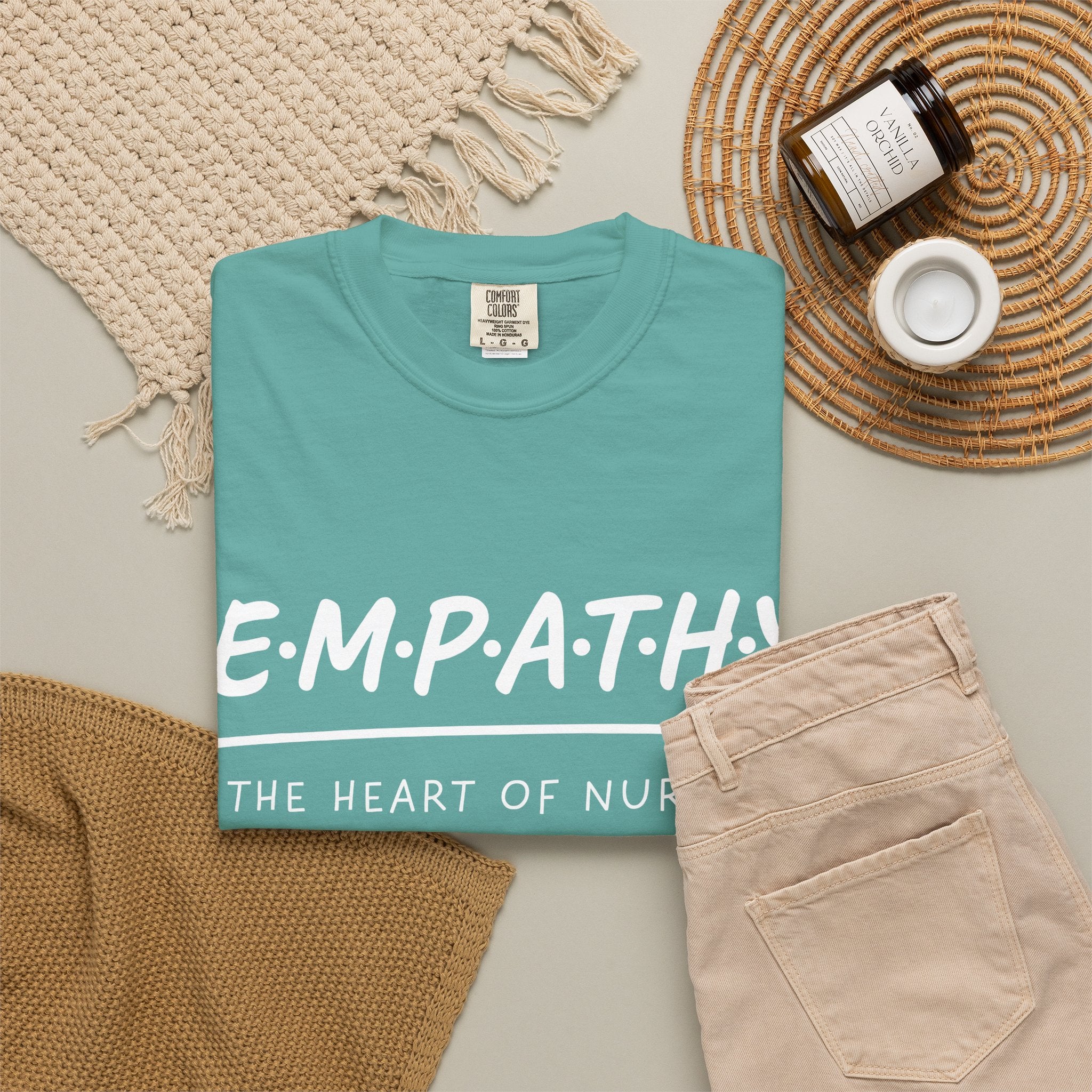 Empathy Graphic T-Shirt — Soft Neutral Garment-Dyed Tee with 'EMPATHY' Print