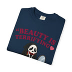 T-Shirt — "Beauty Is Terrifying" Ghostface Makeup Graphic Tee