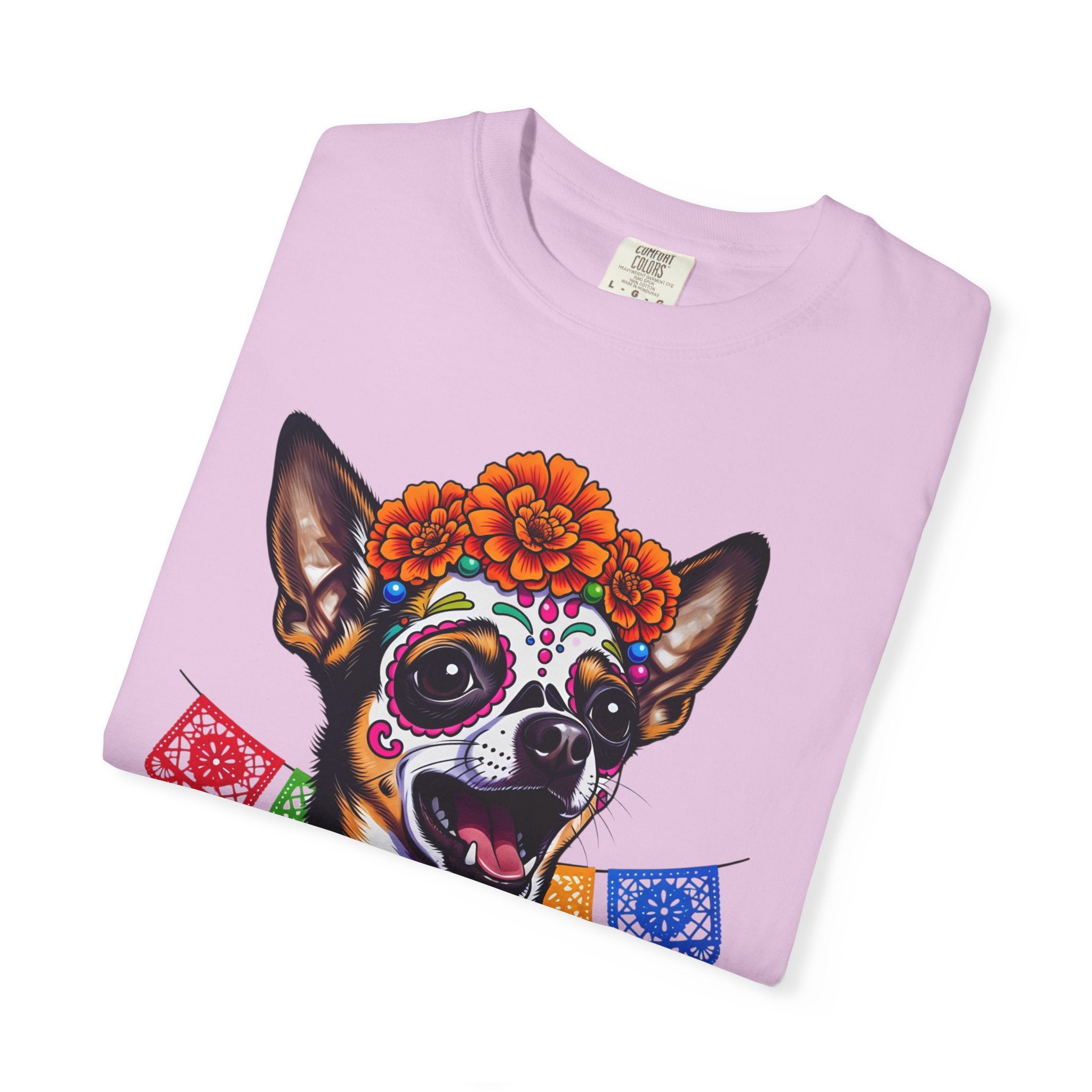 Day of the Dead Chihuahua T-Shirt — "Canta Con El Alma" Colorful Sugar Skull Tee