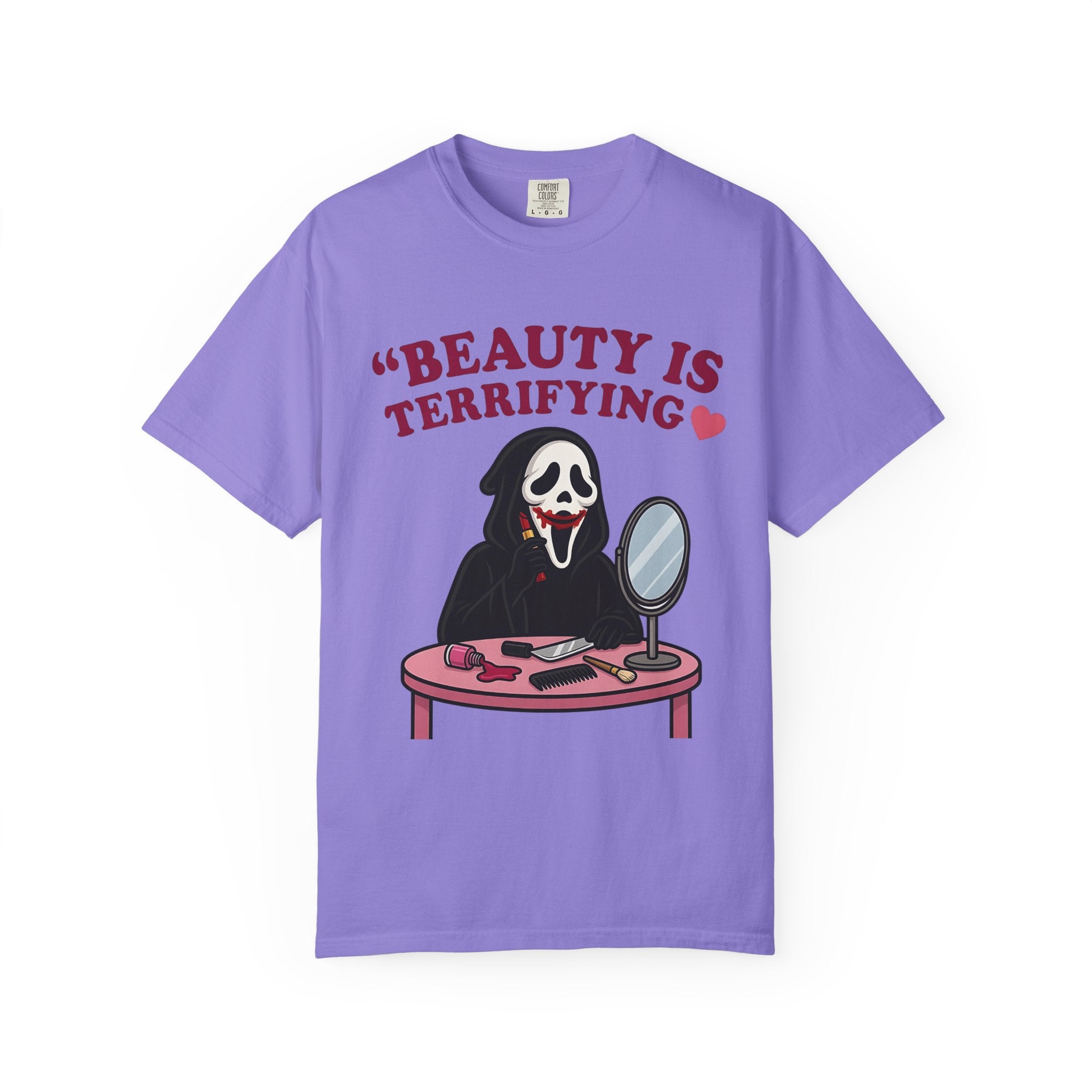 T-Shirt — "Beauty Is Terrifying" Ghostface Makeup Graphic Tee