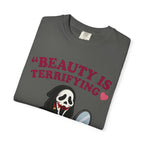 T-Shirt — "Beauty Is Terrifying" Ghostface Makeup Graphic Tee