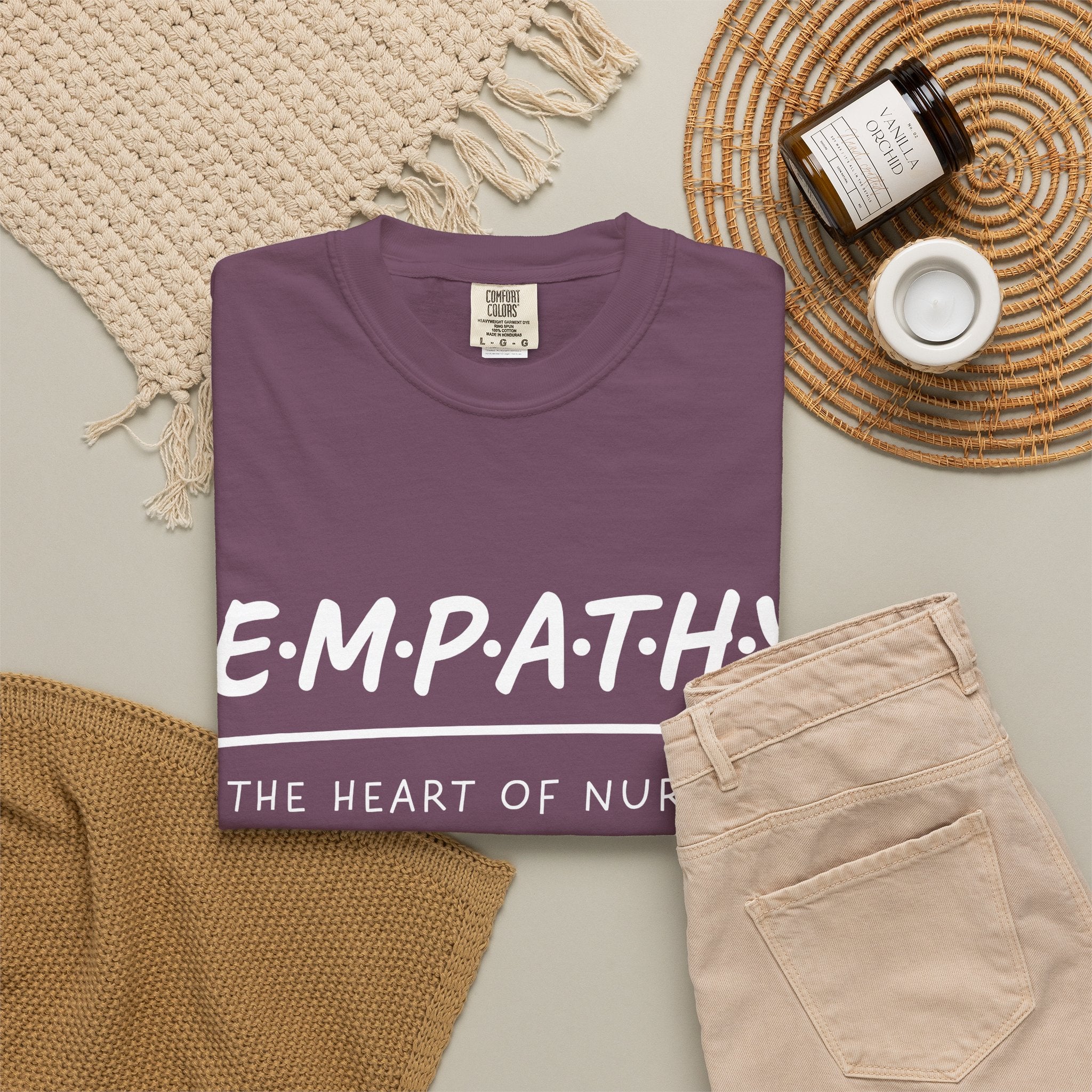 Empathy Graphic T-Shirt — Soft Neutral Garment-Dyed Tee with 'EMPATHY' Print