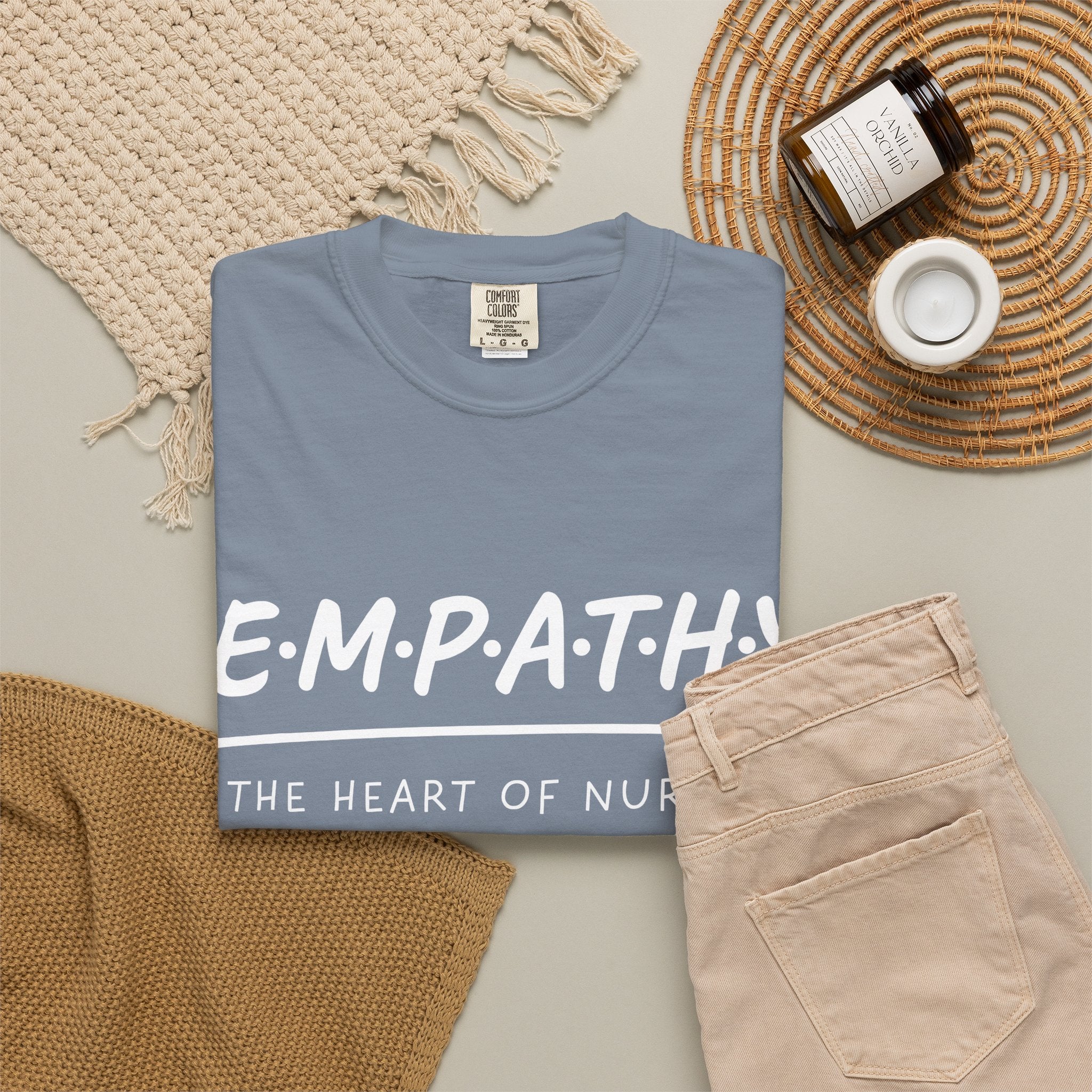 Empathy Graphic T-Shirt — Soft Neutral Garment-Dyed Tee with 'EMPATHY' Print