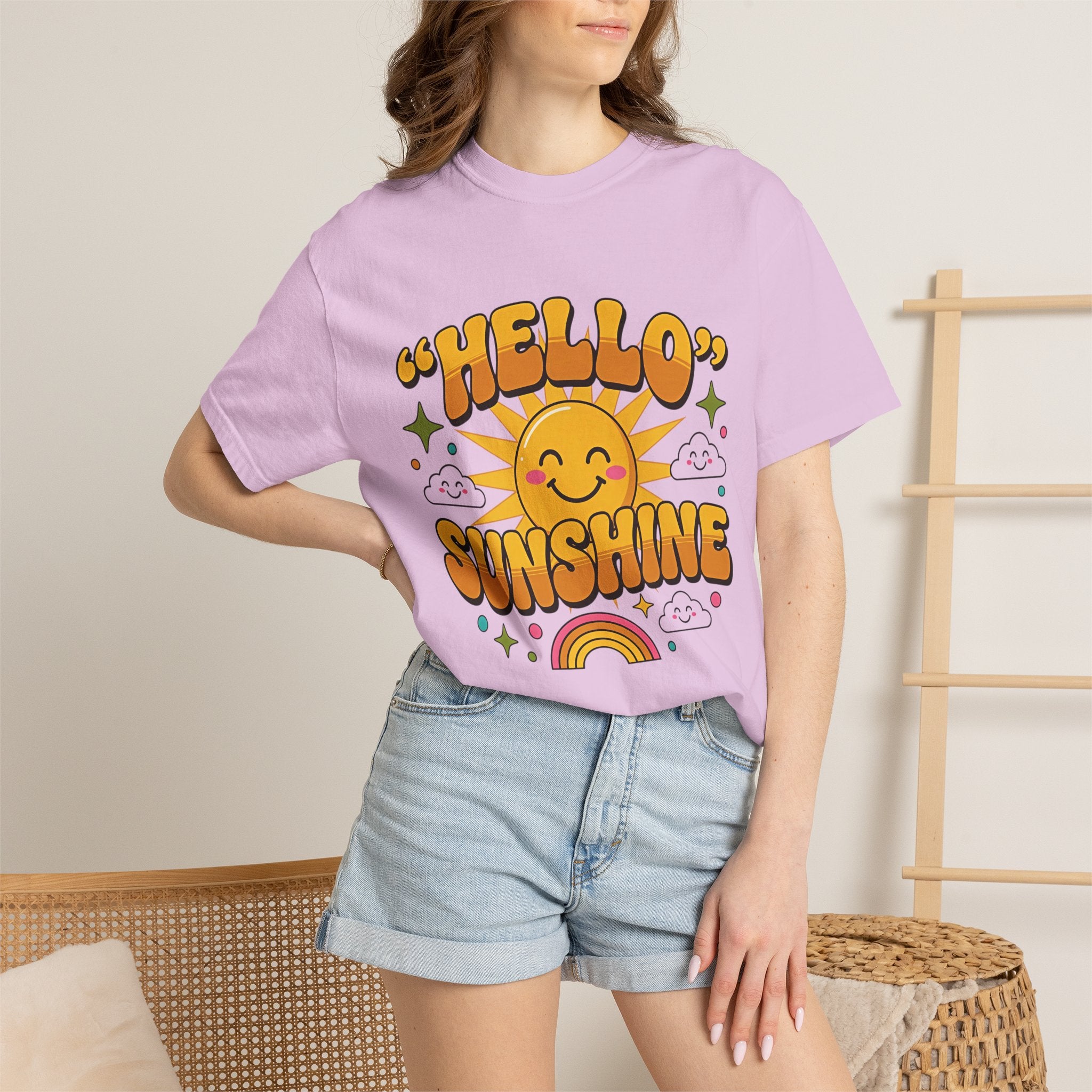 Hello Sunshine T-Shirt — Retro Smiley Sun Graphic Tee