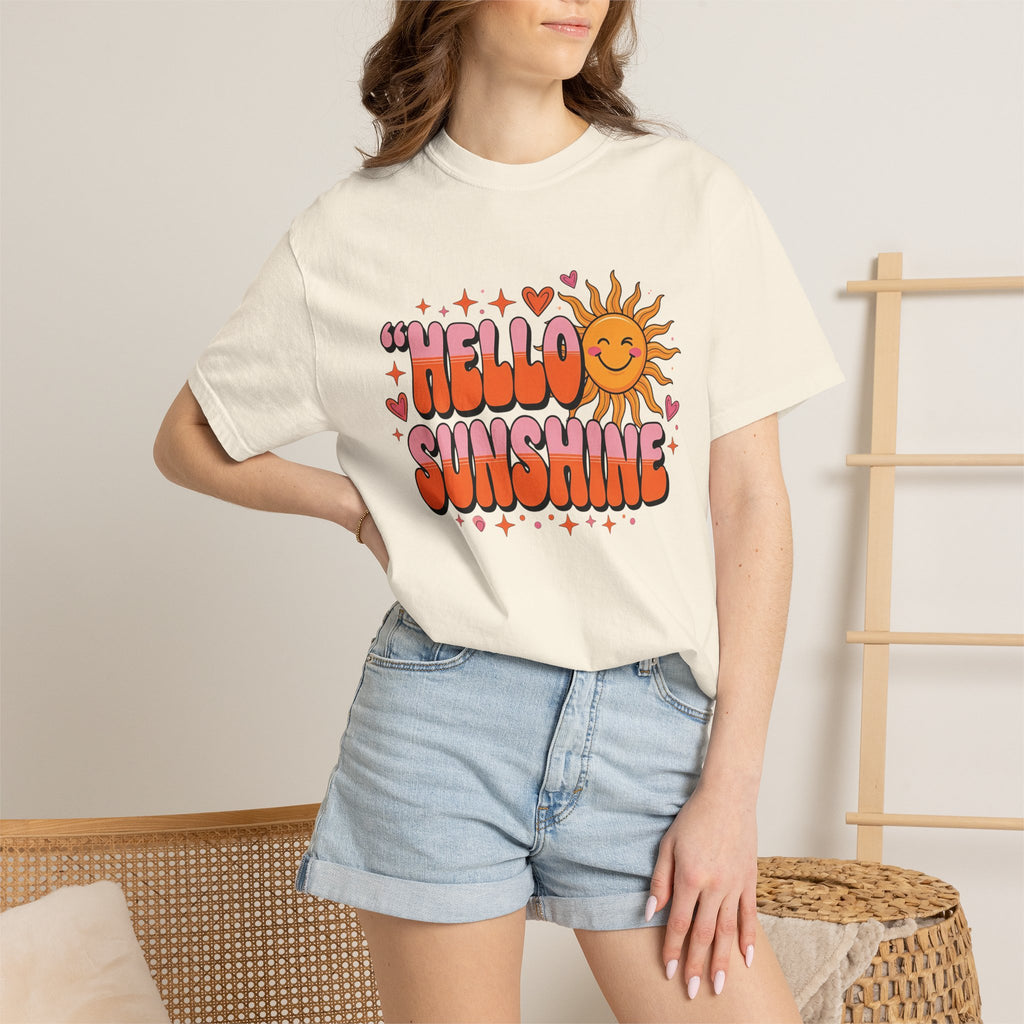 Hello Sunshine T-Shirt — Retro Smiley Sun Graphic Tee