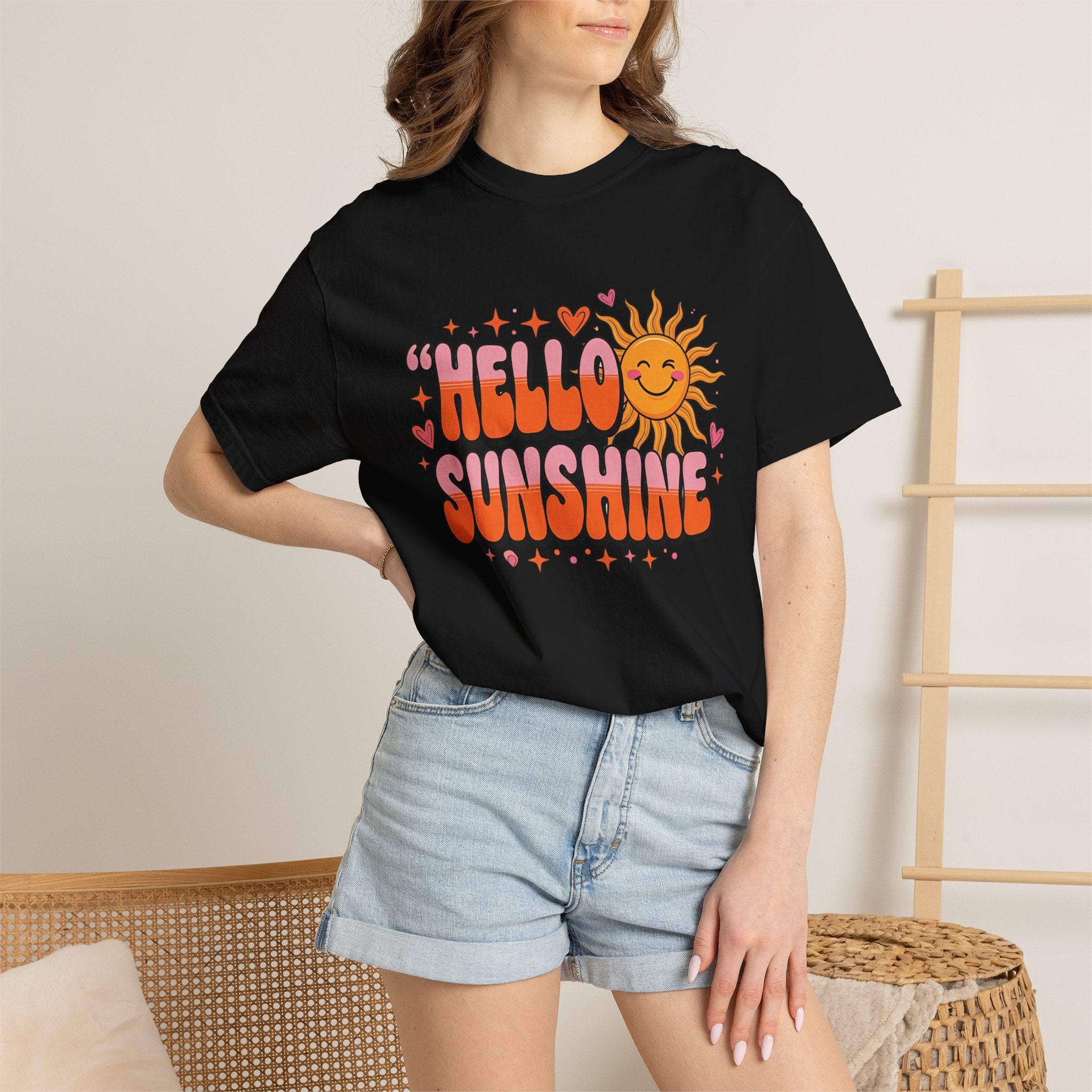 Hello Sunshine T-Shirt — Retro Smiley Sun Graphic Tee