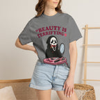 T-Shirt — "Beauty Is Terrifying" Ghostface Makeup Graphic Tee