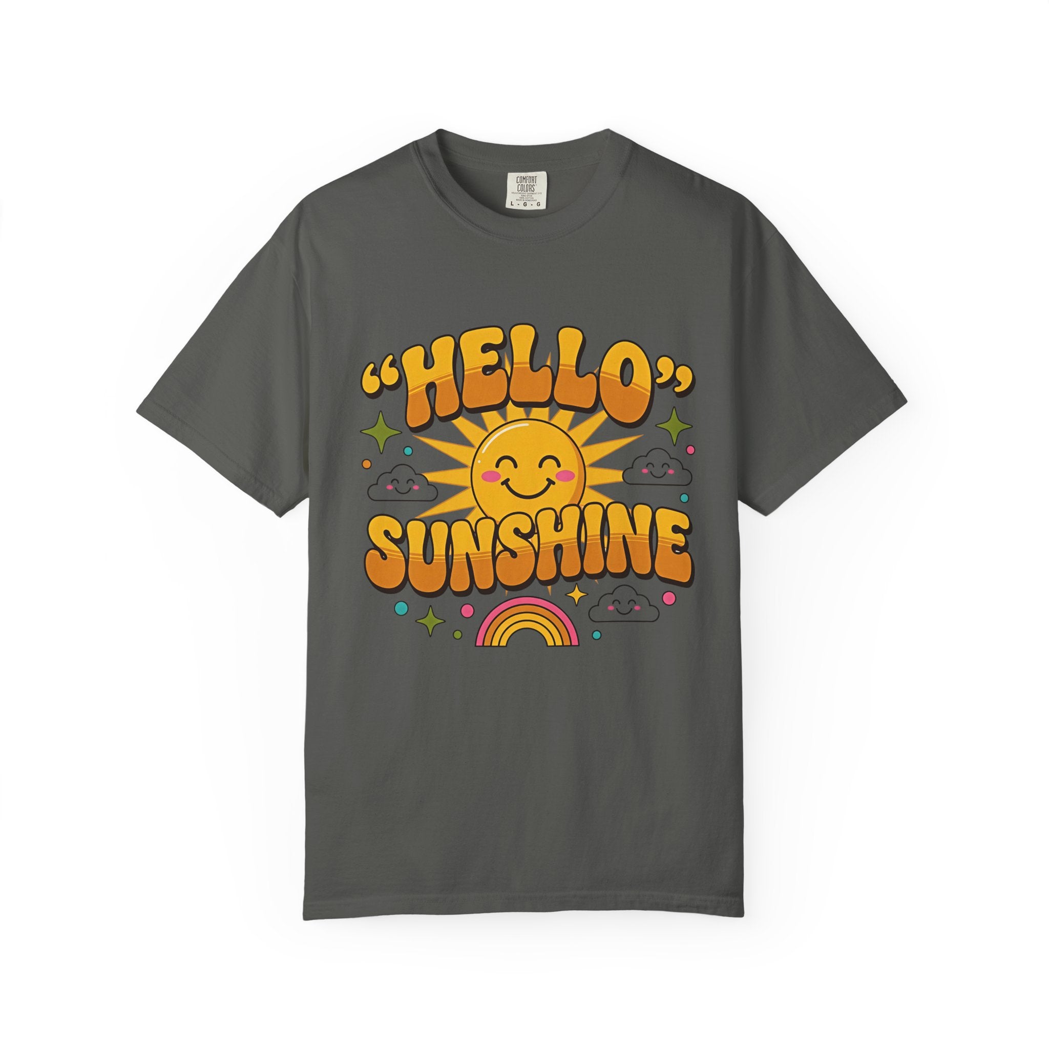 Hello Sunshine T-Shirt — Retro Smiley Sun Graphic Tee