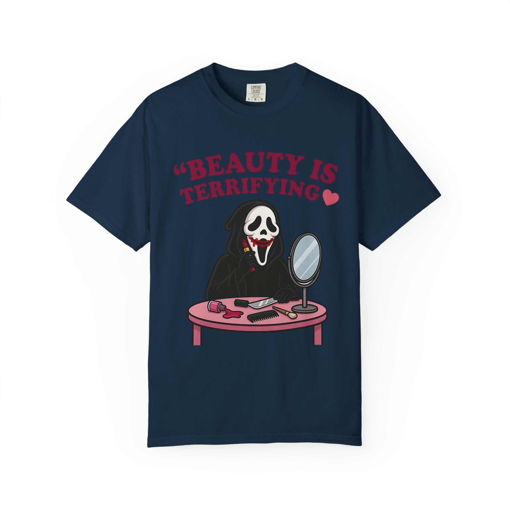 T-Shirt — "Beauty Is Terrifying" Ghostface Makeup Graphic Tee