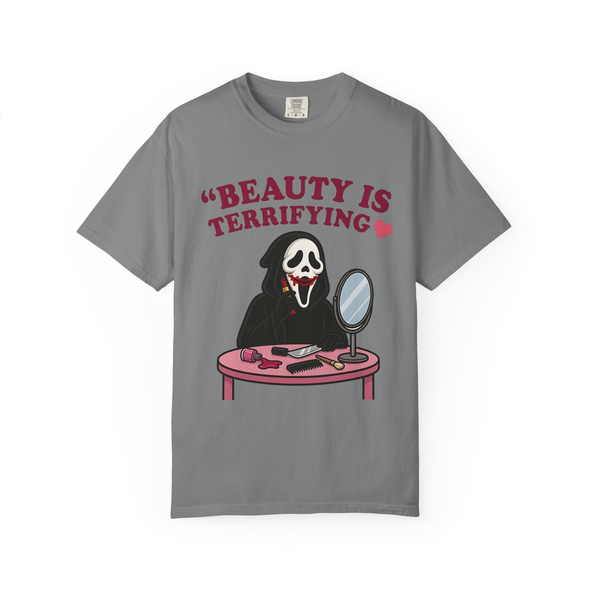 T-Shirt — "Beauty Is Terrifying" Ghostface Makeup Graphic Tee