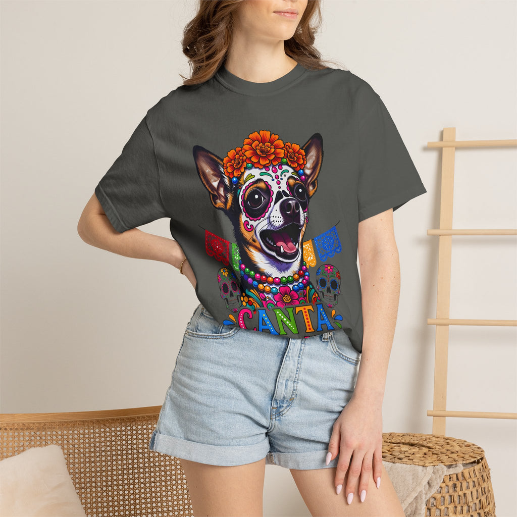 Day of the Dead Chihuahua T-Shirt — "Canta Con El Alma" Colorful Sugar Skull Tee
