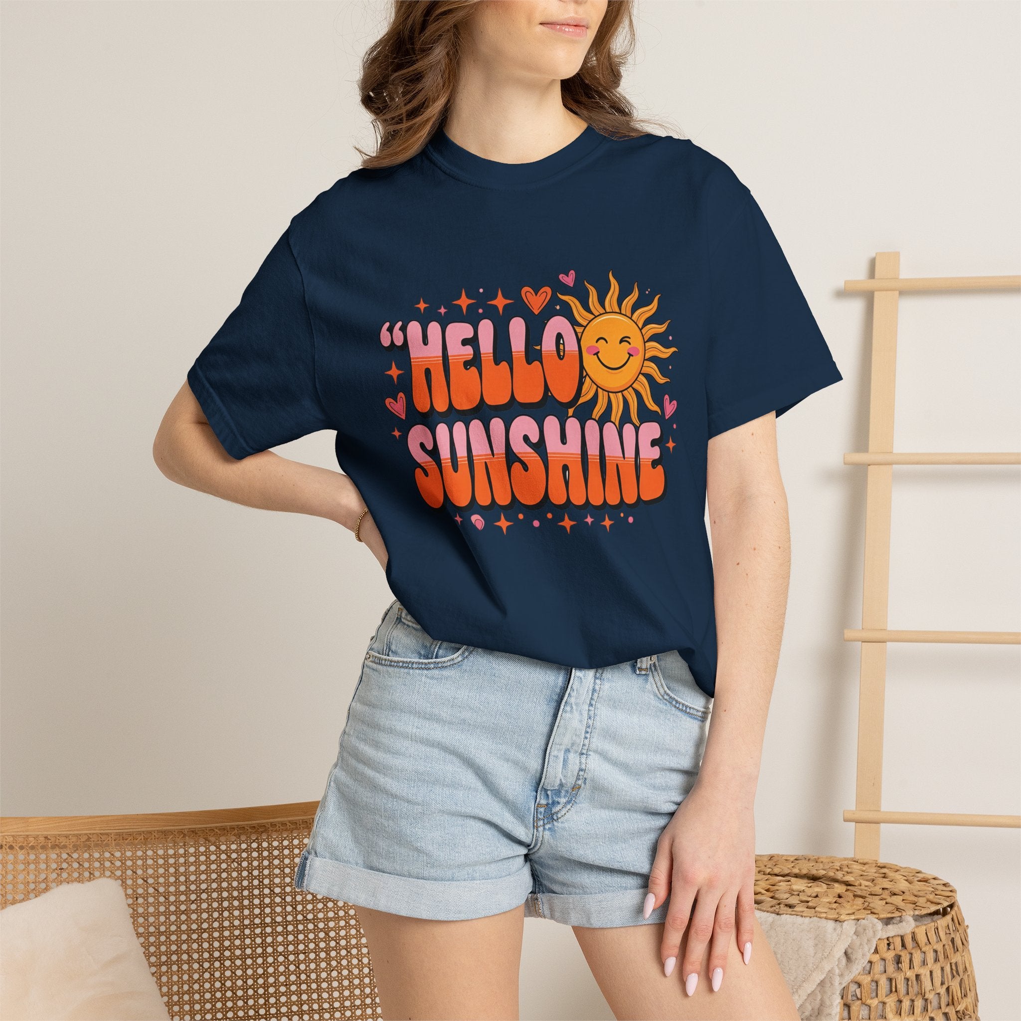 Hello Sunshine T-Shirt — Retro Smiley Sun Graphic Tee