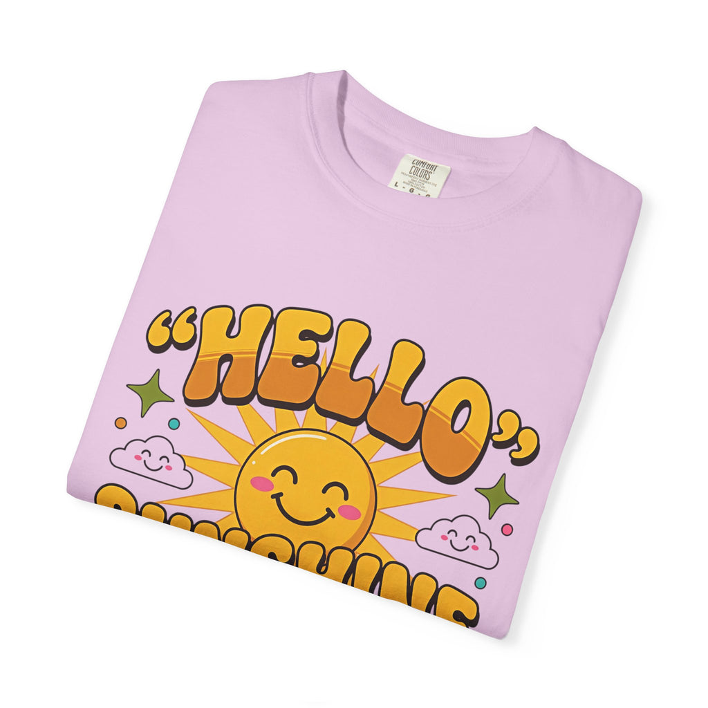 Hello Sunshine T-Shirt — Retro Smiley Sun Graphic Tee