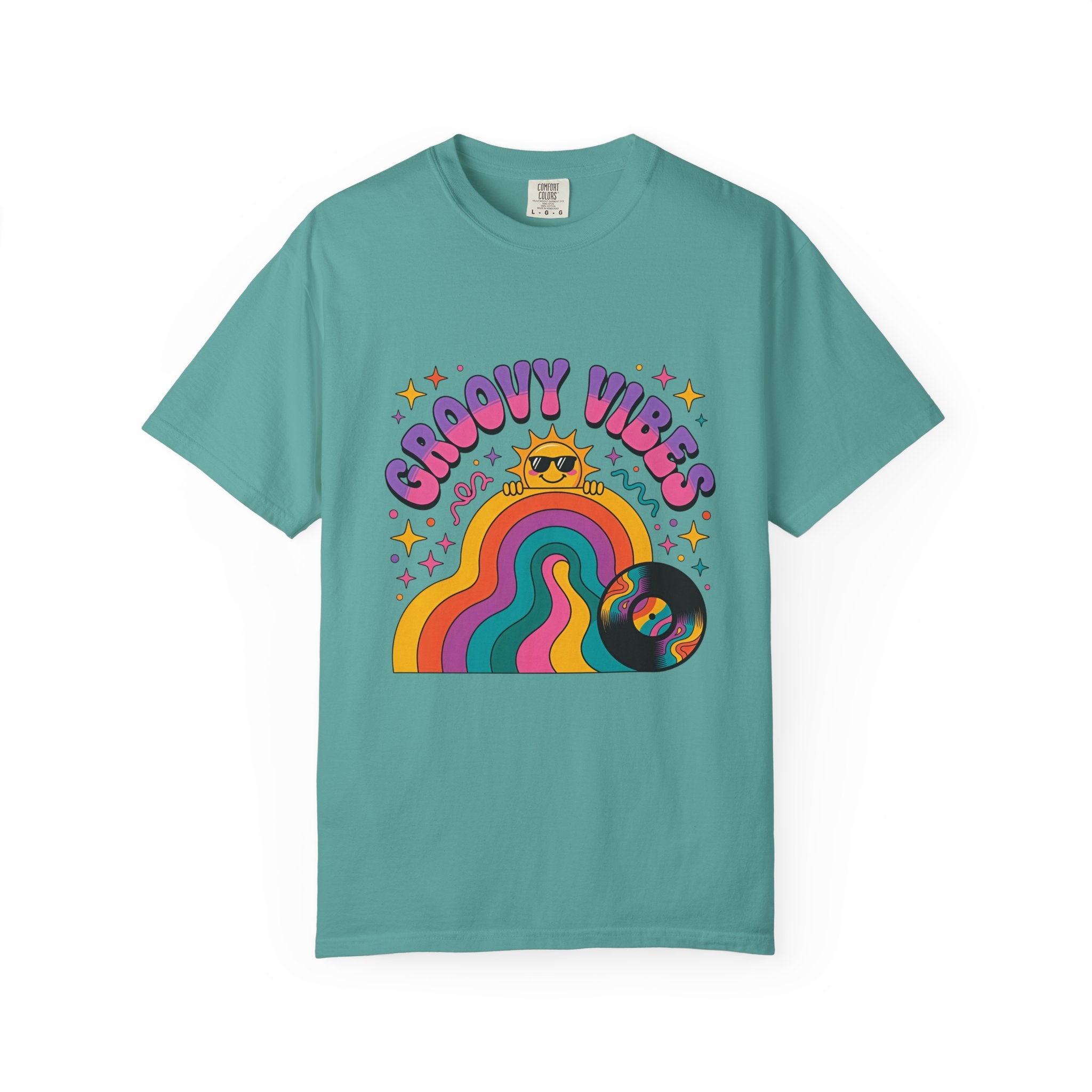 Groovy Vibes Retro Sun Rainbow T-Shirt