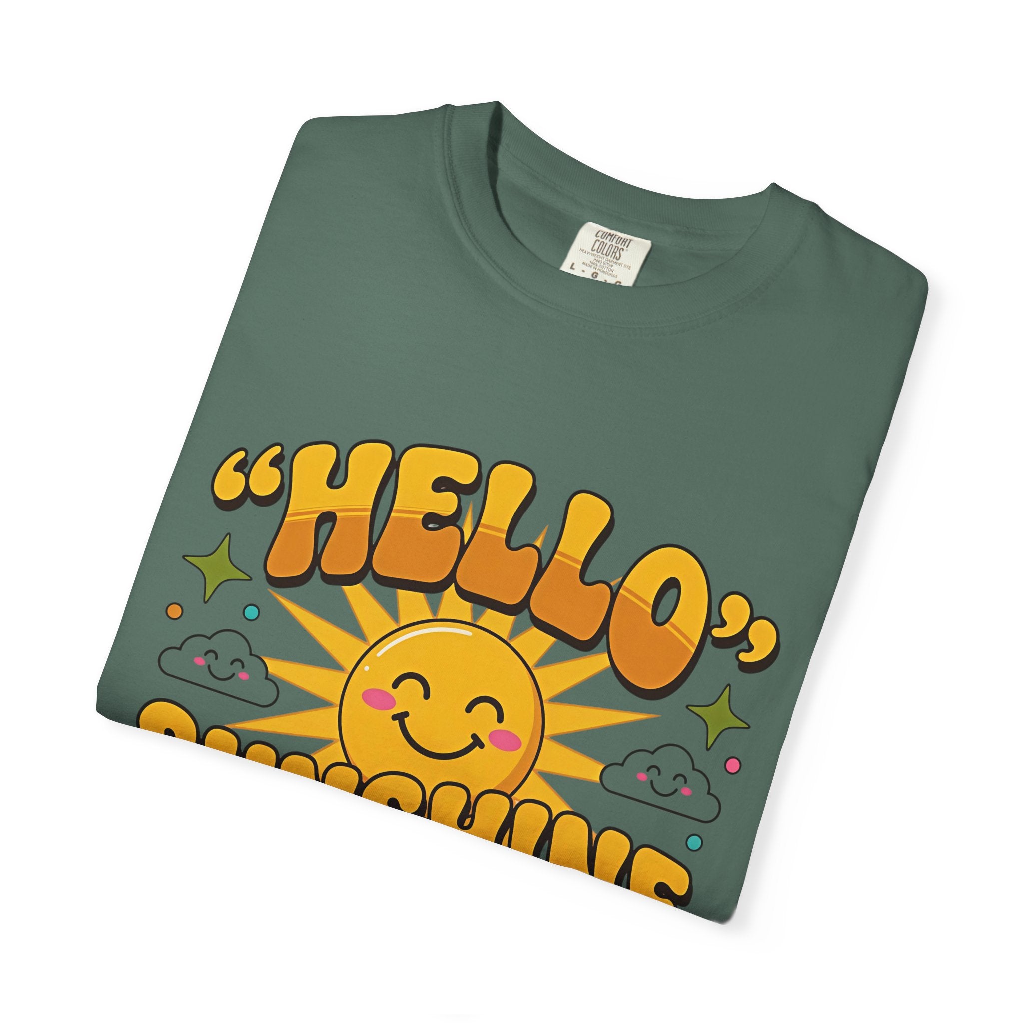 Hello Sunshine T-Shirt — Retro Smiley Sun Graphic Tee