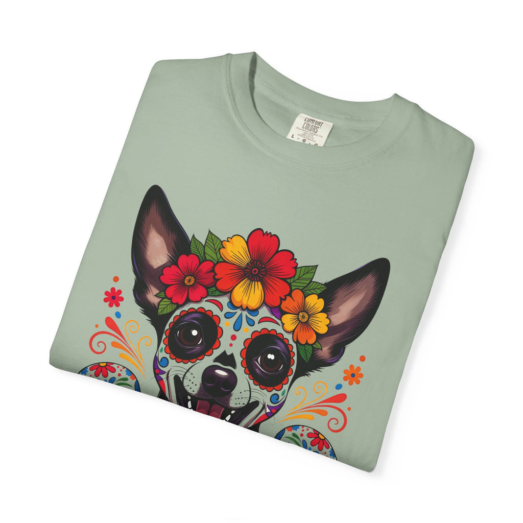 Day of the Dead Chihuahua T-Shirt — "El Rey de la Fiesta" Sugar Skull Tee