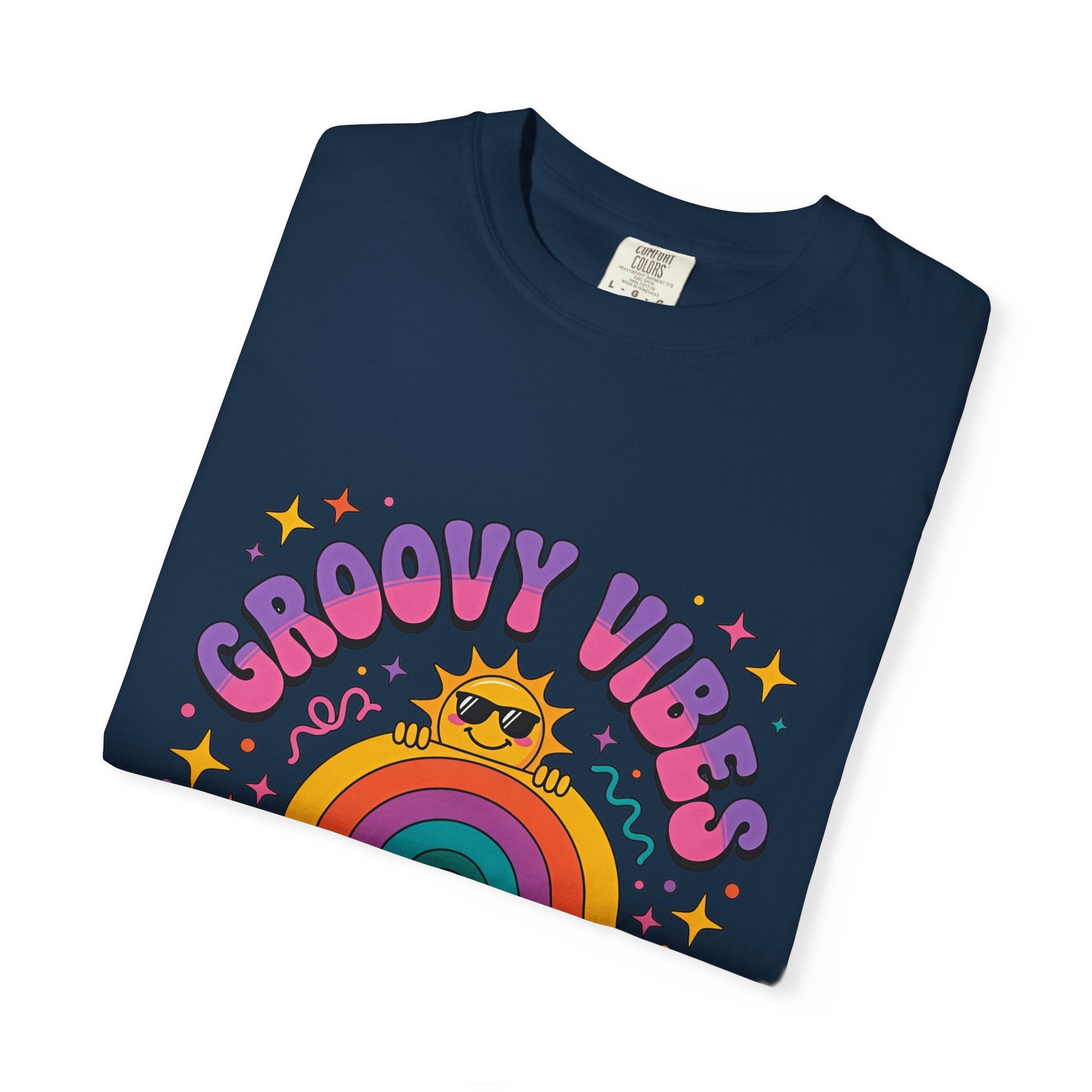 Groovy Vibes Retro Sun Rainbow T-Shirt