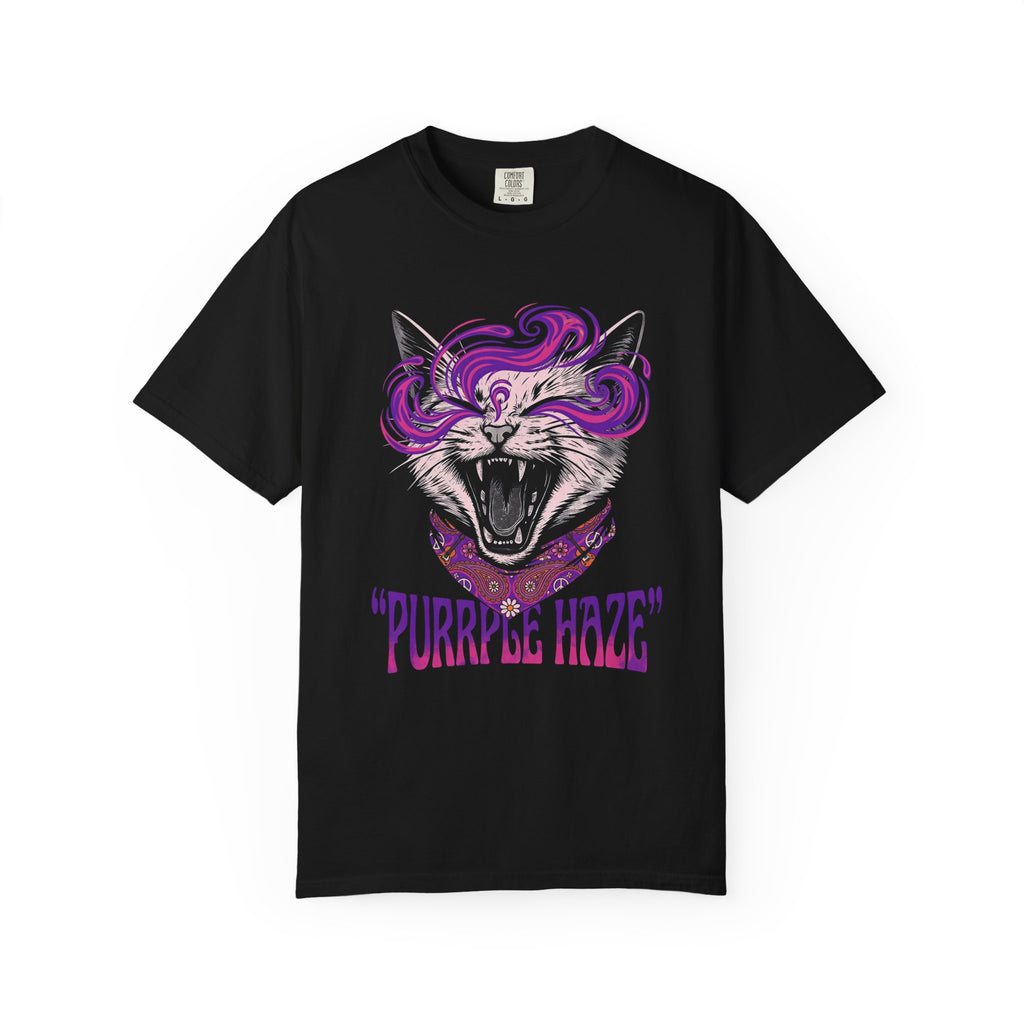Purple Haze Cat T-Shirt — Vintage Psychedelic Yawning Cat "Purple Haze" Tee