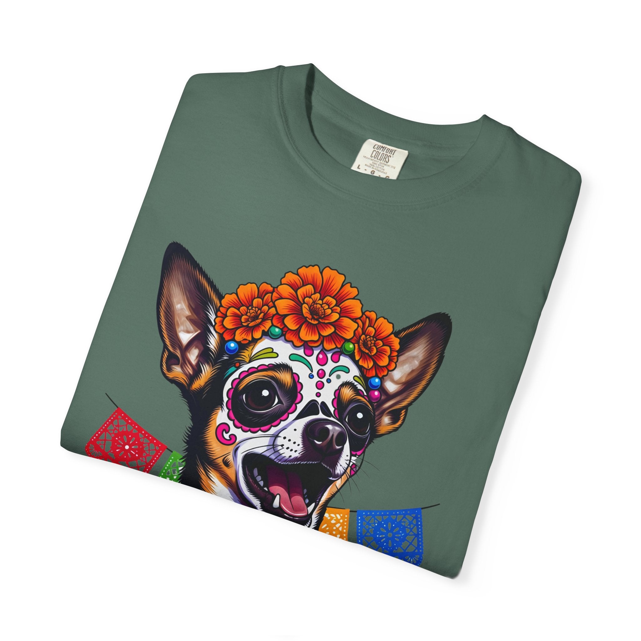 Day of the Dead Chihuahua T-Shirt — "Canta Con El Alma" Colorful Sugar Skull Tee