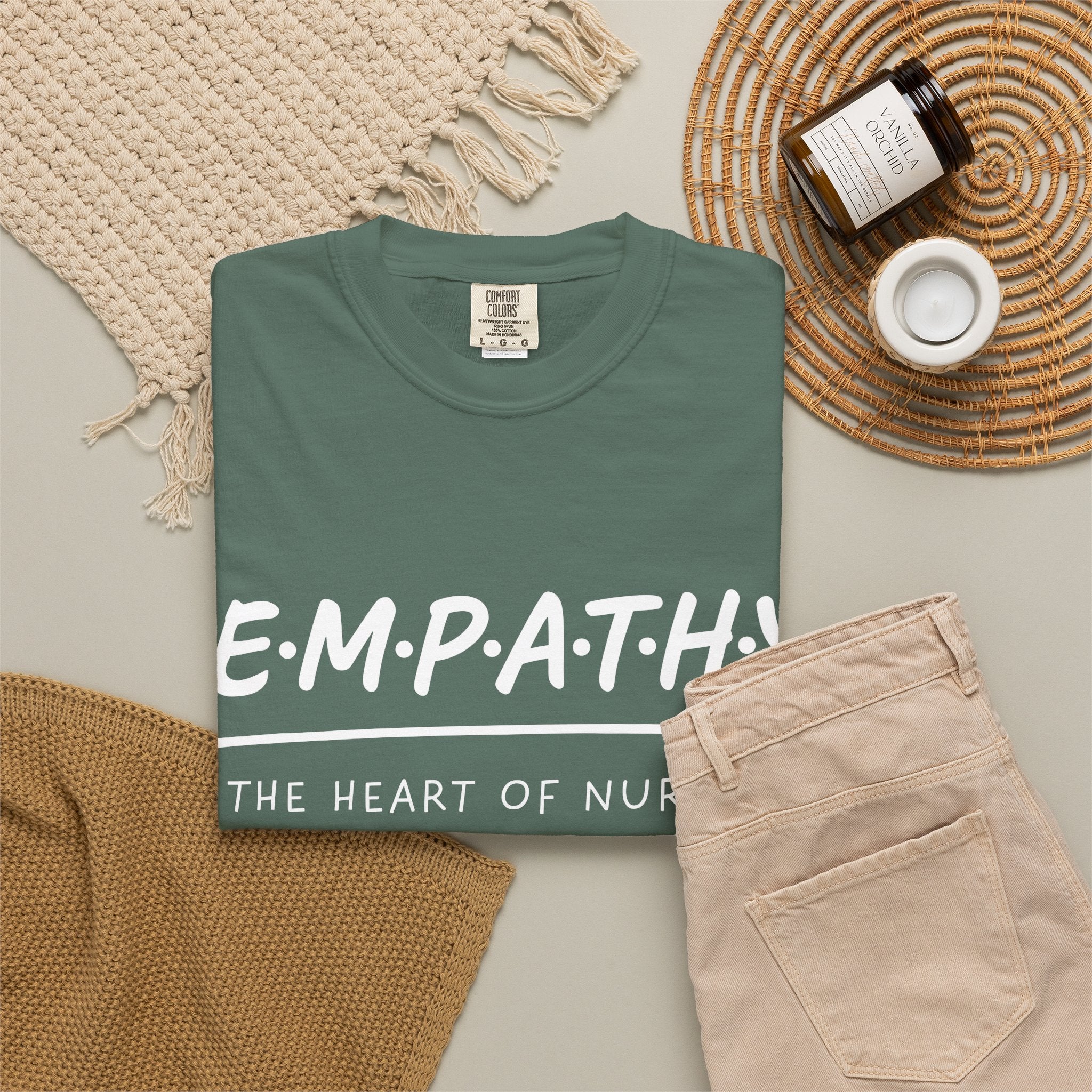 Empathy Graphic T-Shirt — Soft Neutral Garment-Dyed Tee with 'EMPATHY' Print