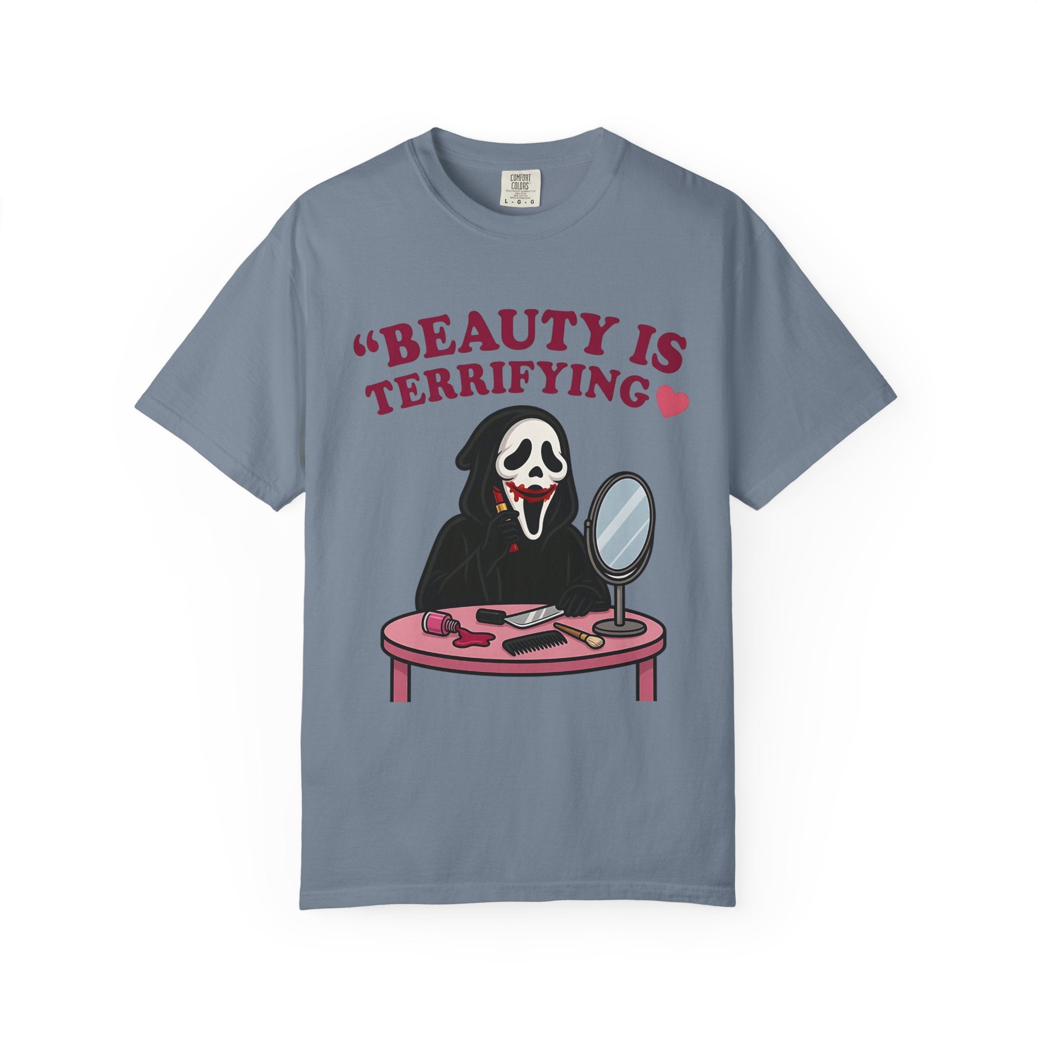 T-Shirt — "Beauty Is Terrifying" Ghostface Makeup Graphic Tee