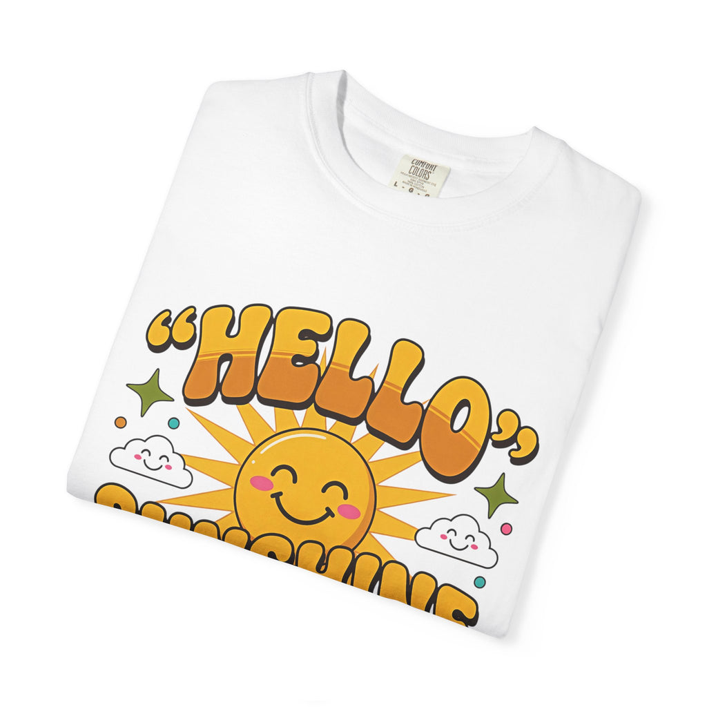 Hello Sunshine T-Shirt — Retro Smiley Sun Graphic Tee
