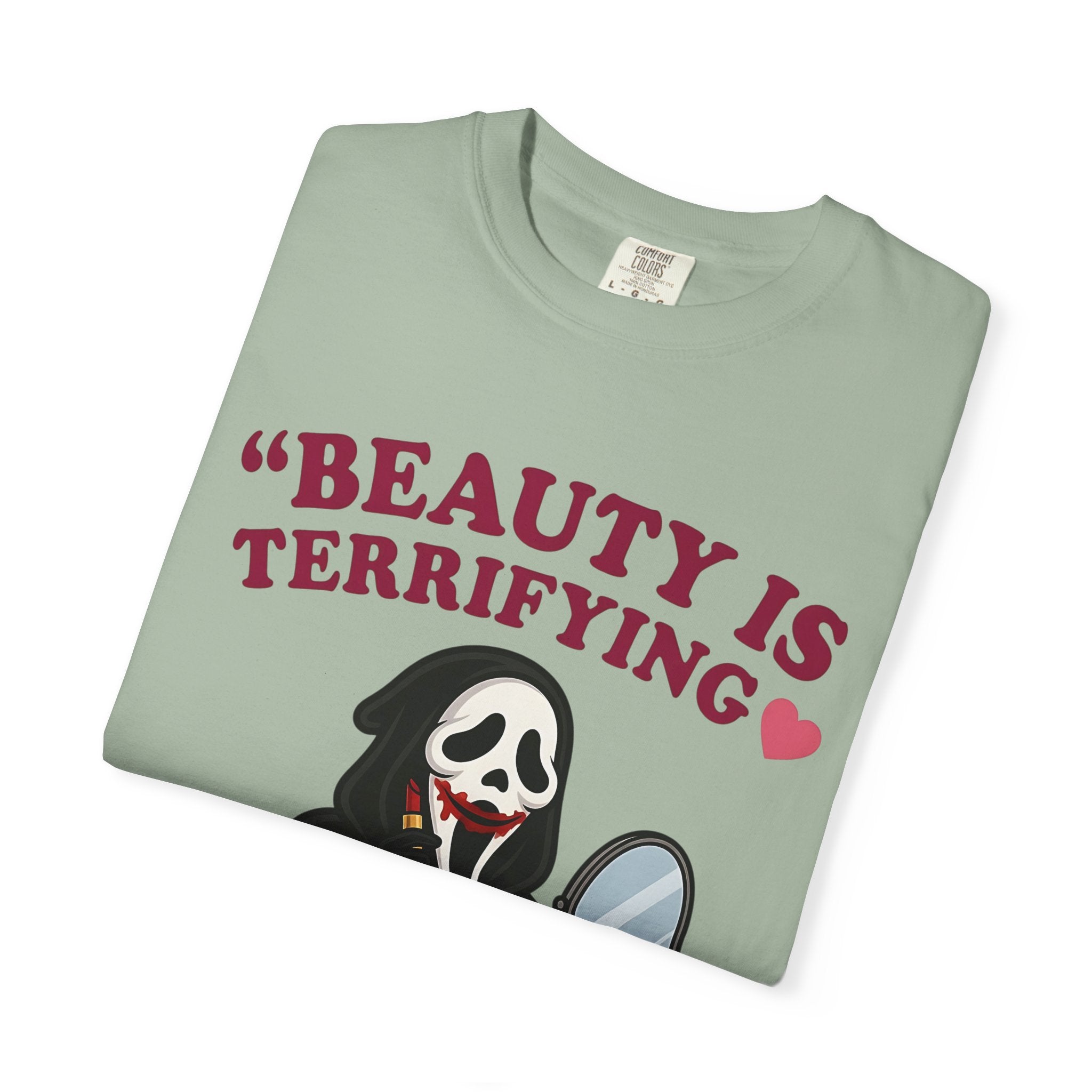 T-Shirt — "Beauty Is Terrifying" Ghostface Makeup Graphic Tee