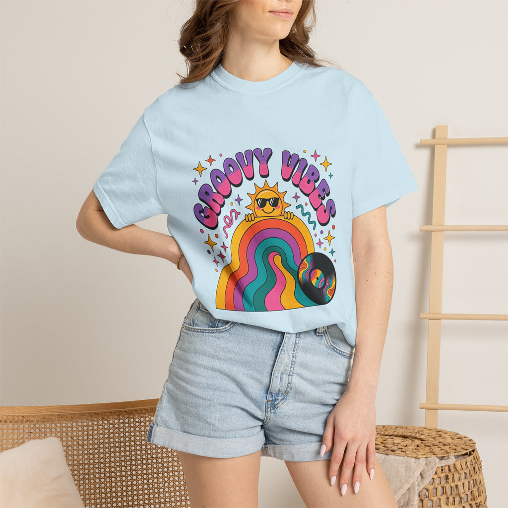 Groovy Vibes Retro Sun Rainbow T-Shirt