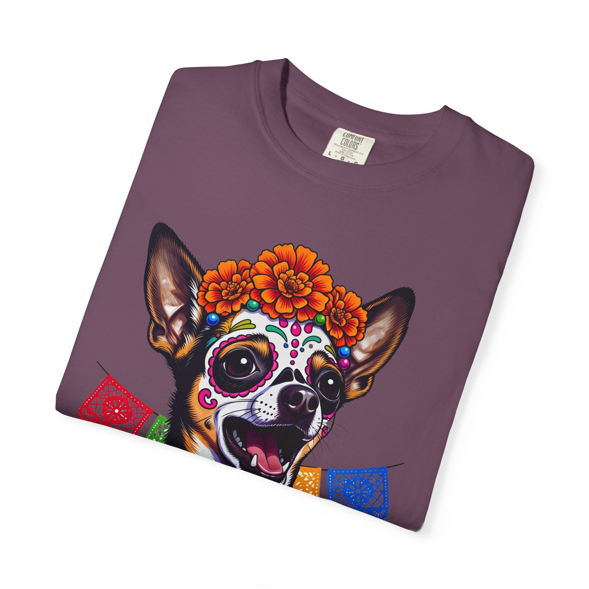 Day of the Dead Chihuahua T-Shirt — "Canta Con El Alma" Colorful Sugar Skull Tee