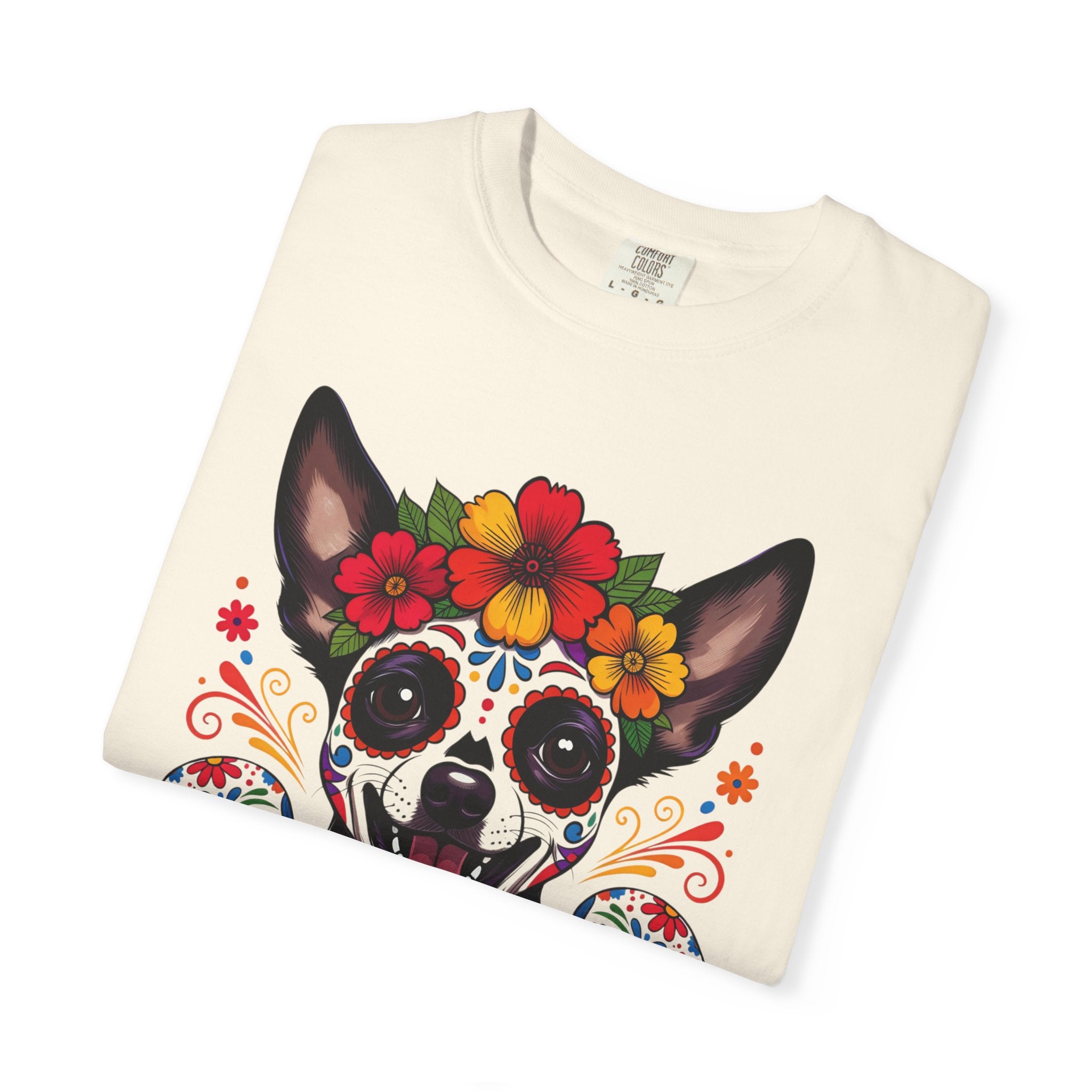 Day of the Dead Chihuahua T-Shirt — "El Rey de la Fiesta" Sugar Skull Tee