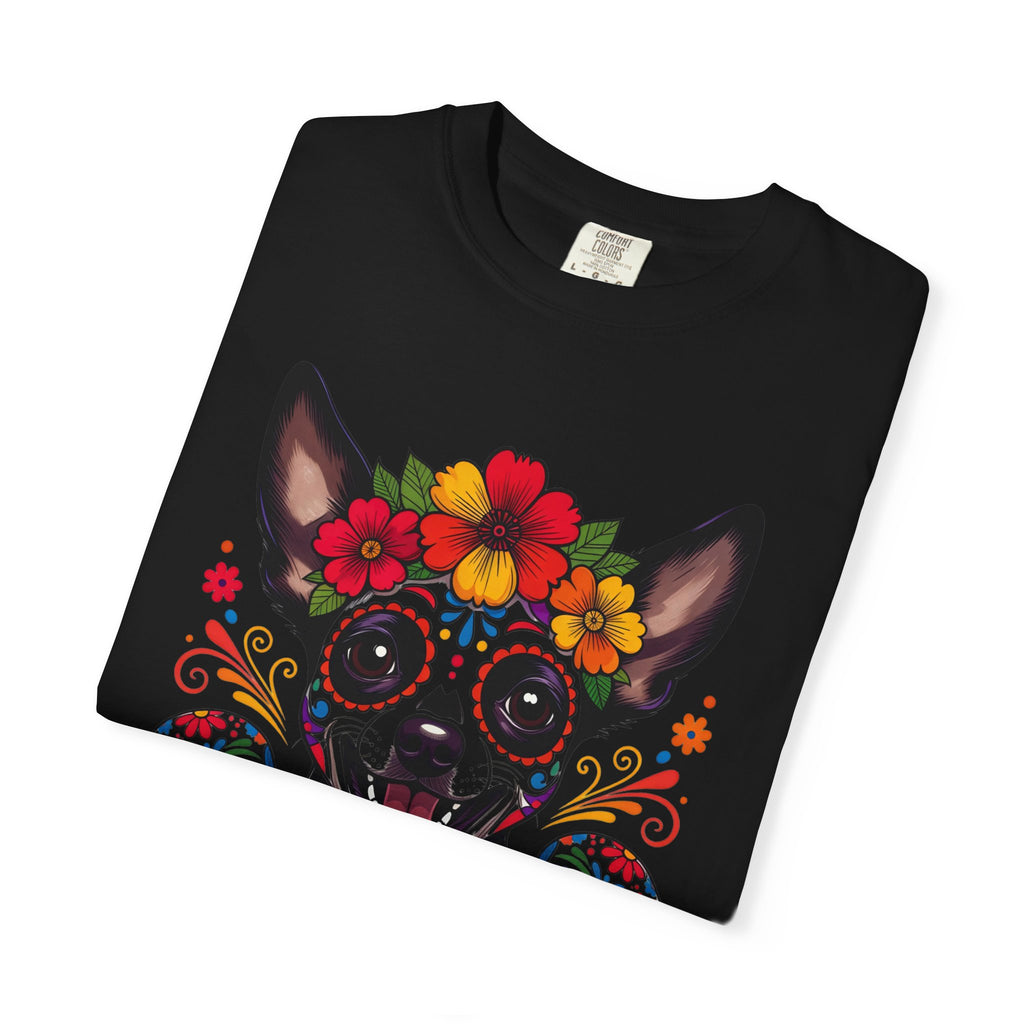 Day of the Dead Chihuahua T-Shirt — "El Rey de la Fiesta" Sugar Skull Tee