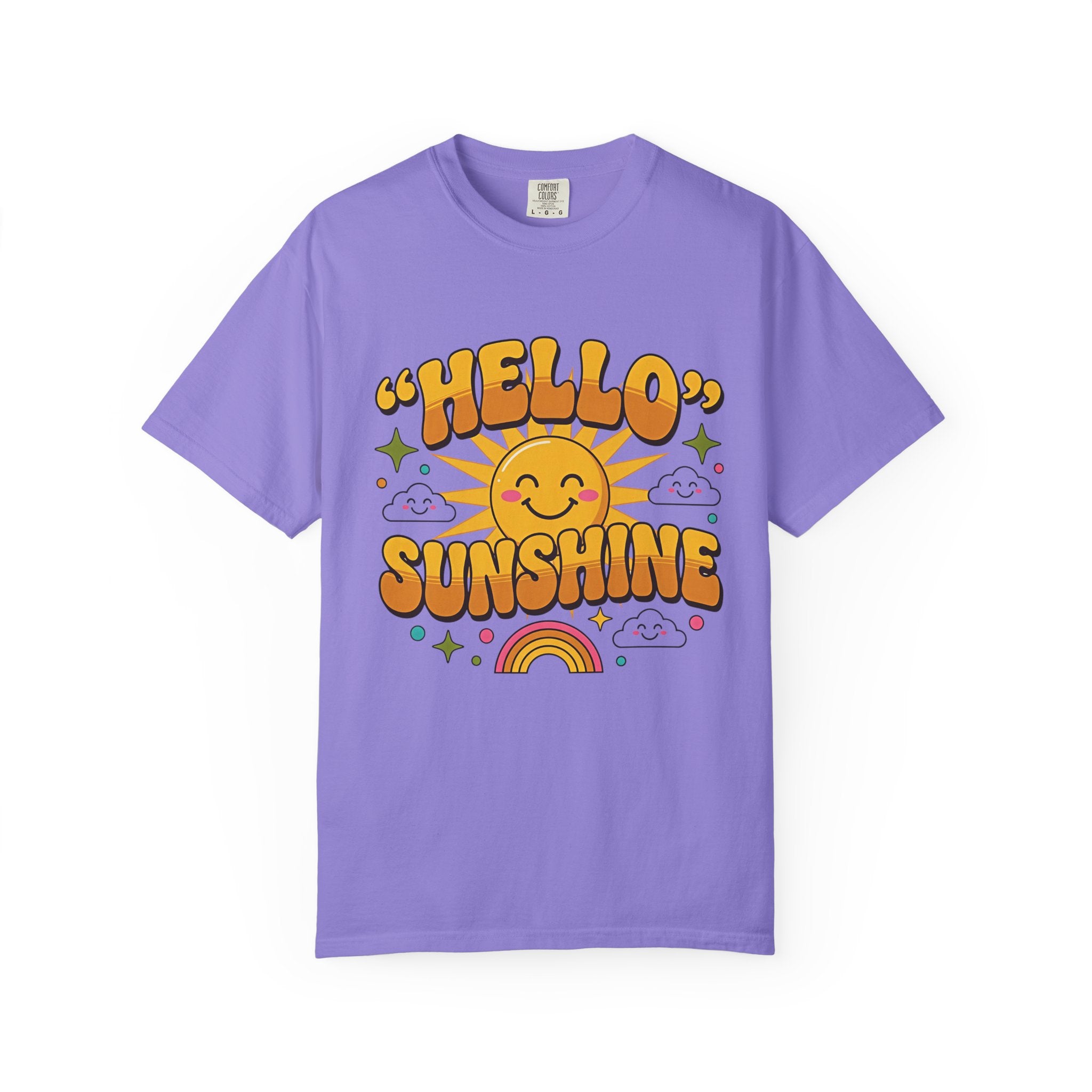 Hello Sunshine T-Shirt — Retro Smiley Sun Graphic Tee