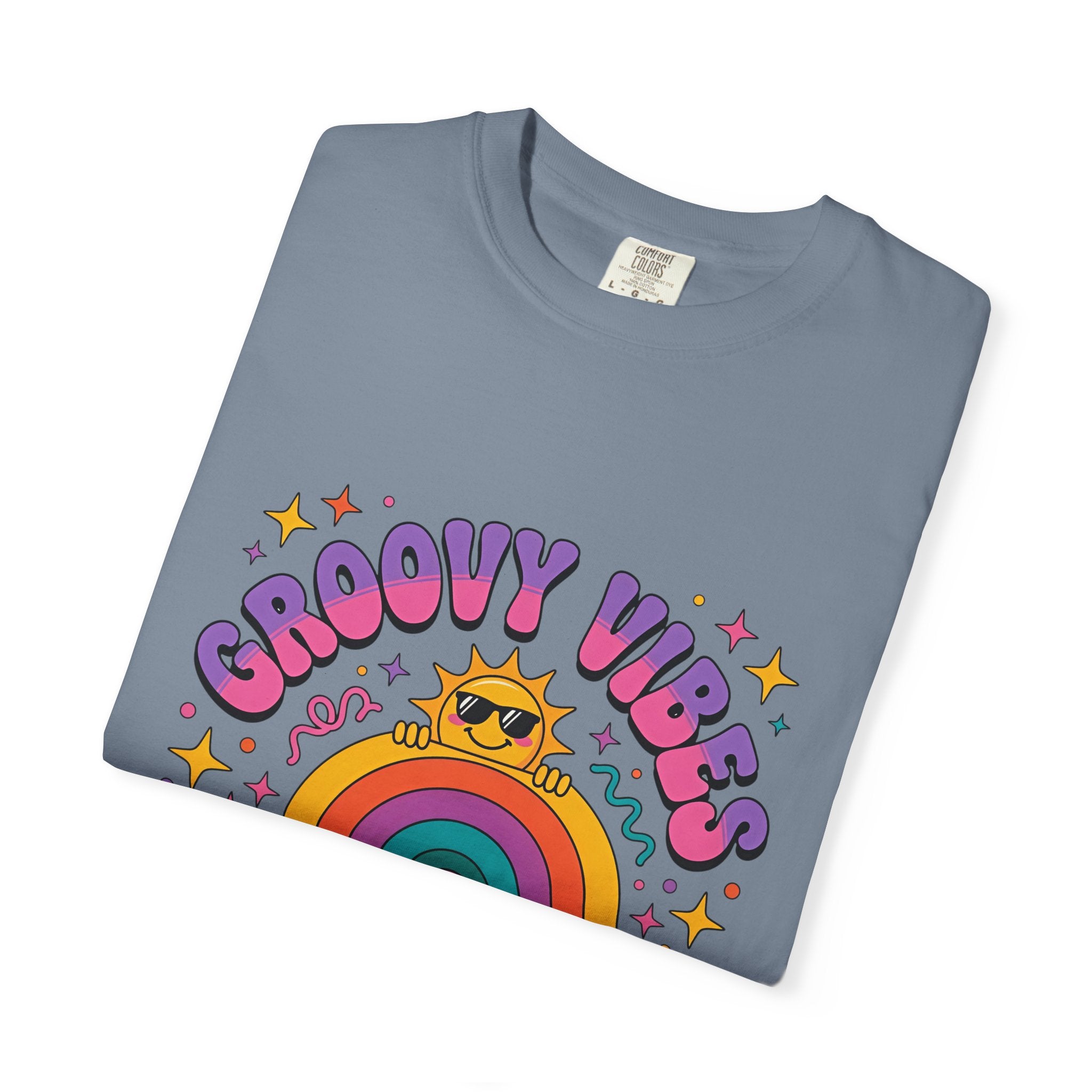 Groovy Vibes Retro Sun Rainbow T-Shirt