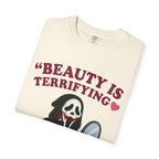 T-Shirt — "Beauty Is Terrifying" Ghostface Makeup Graphic Tee