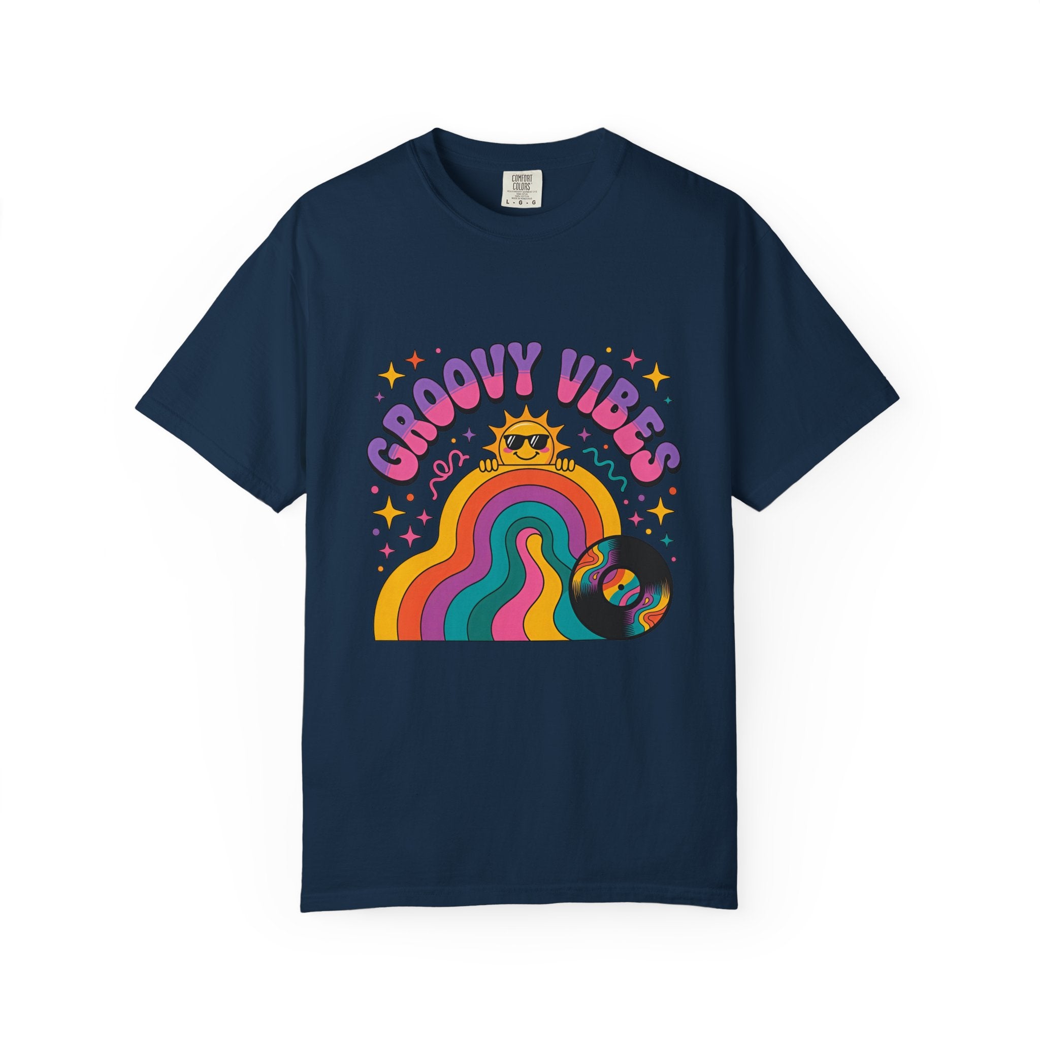Groovy Vibes Retro Sun Rainbow T-Shirt