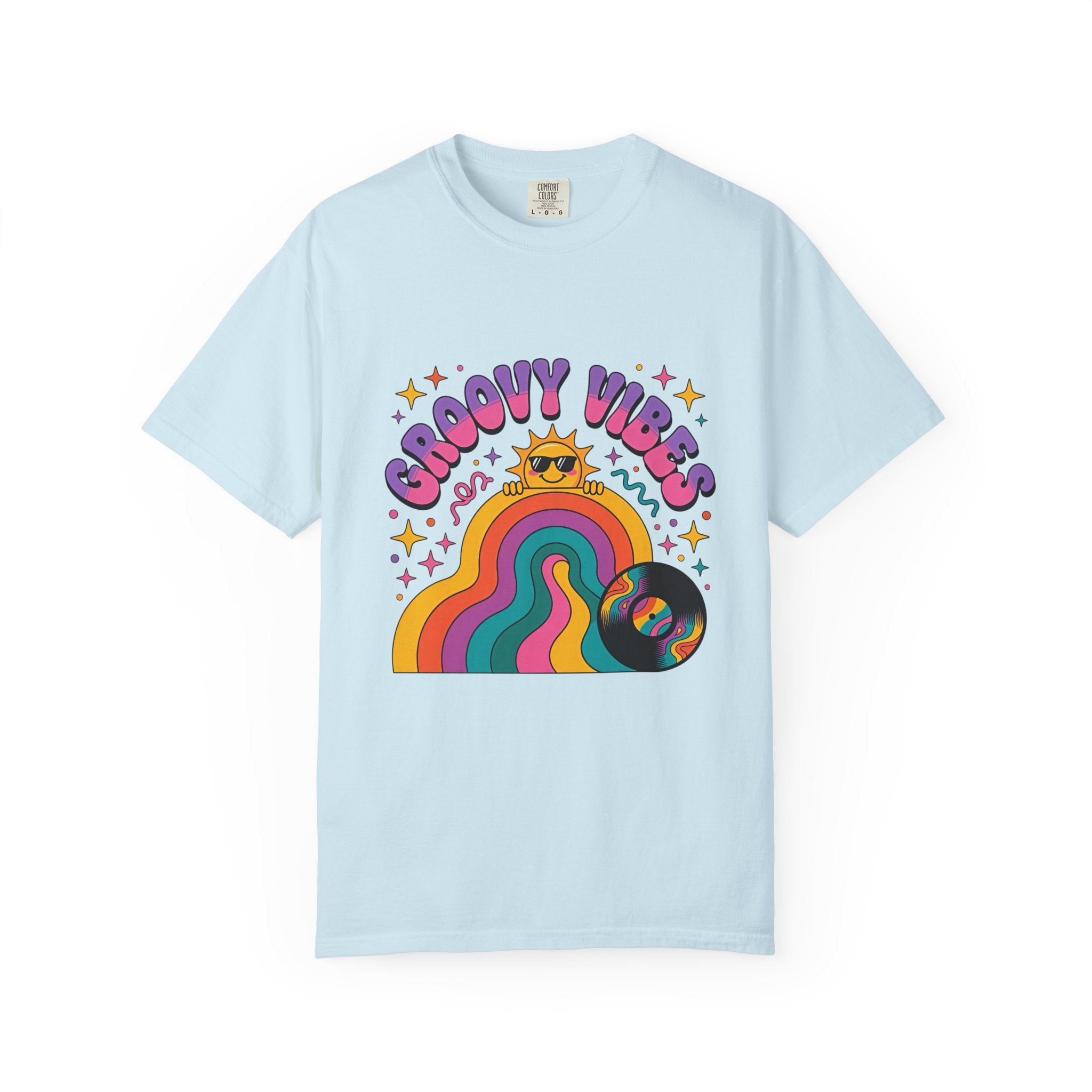 Groovy Vibes Retro Sun Rainbow T-Shirt