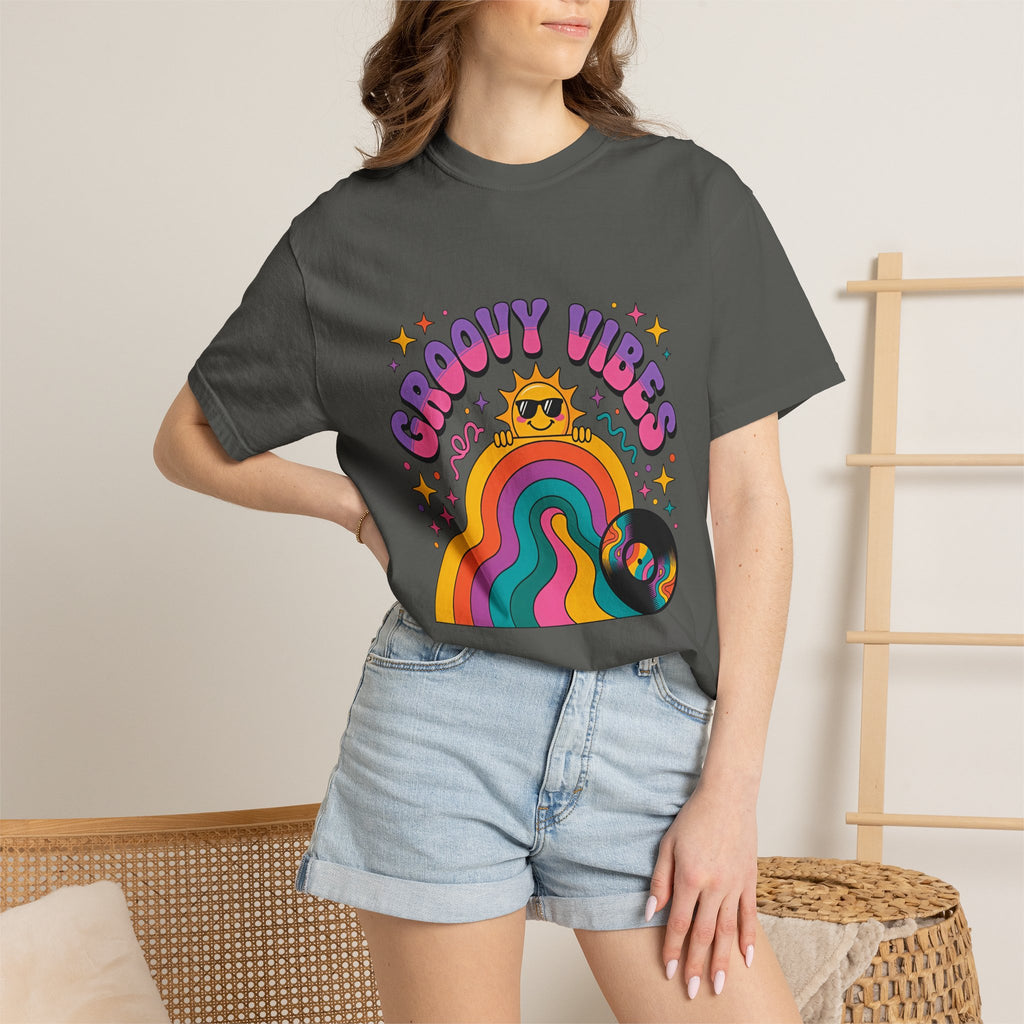 Groovy Vibes Retro Sun Rainbow T-Shirt