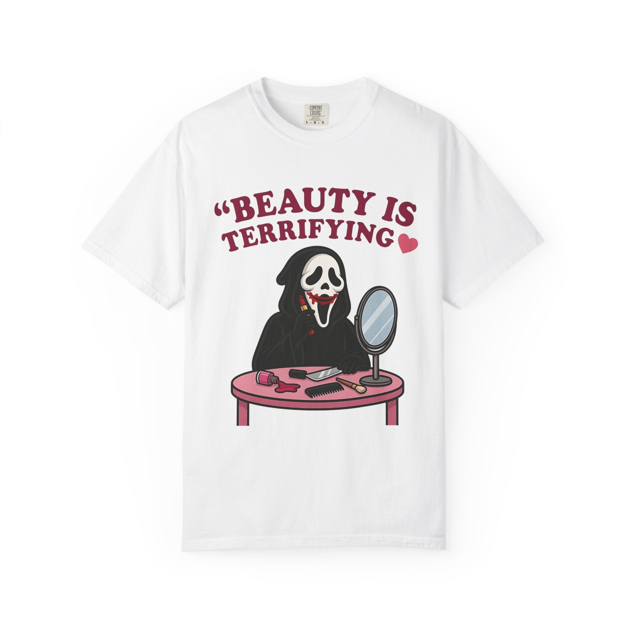 T-Shirt — "Beauty Is Terrifying" Ghostface Makeup Graphic Tee
