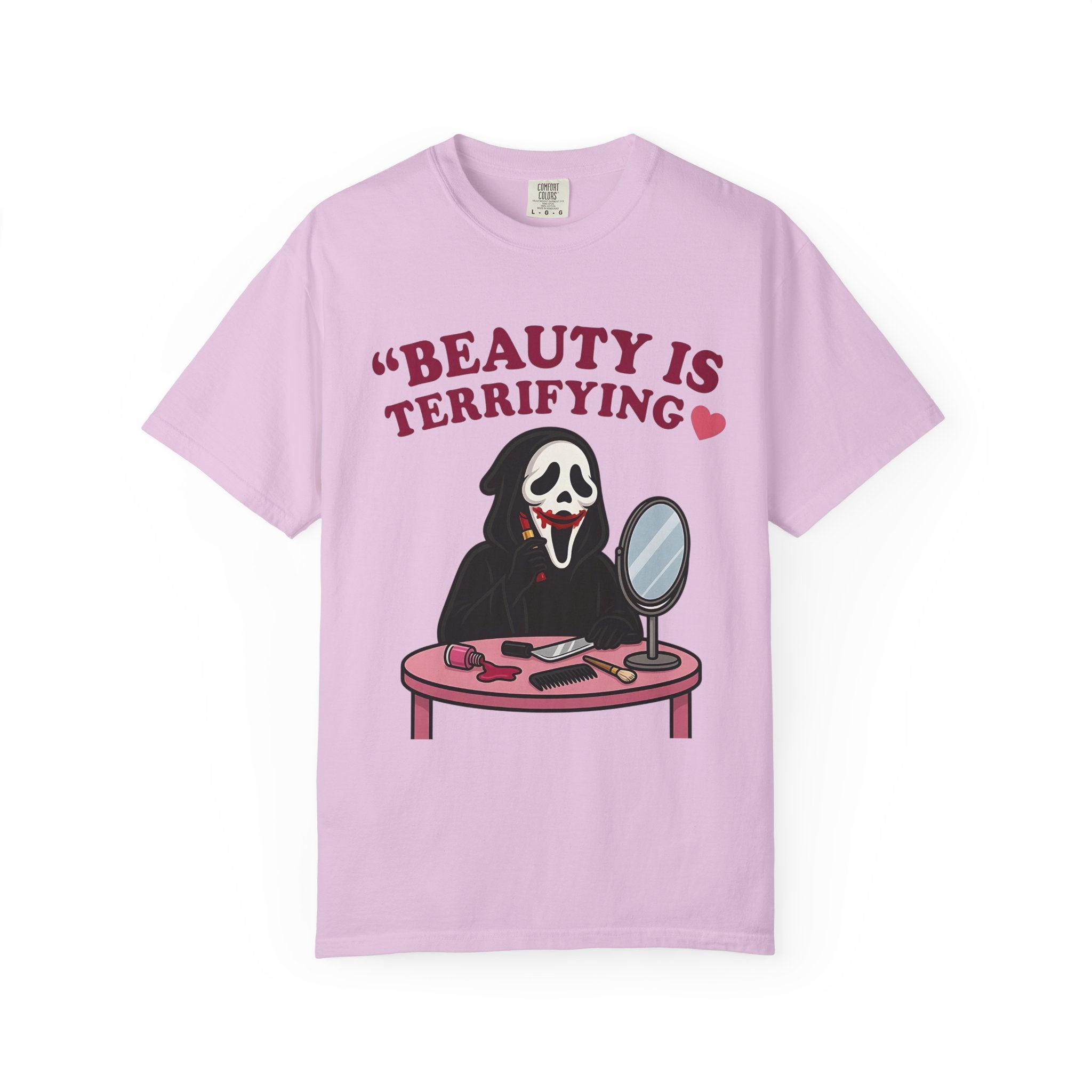 T-Shirt — "Beauty Is Terrifying" Ghostface Makeup Graphic Tee