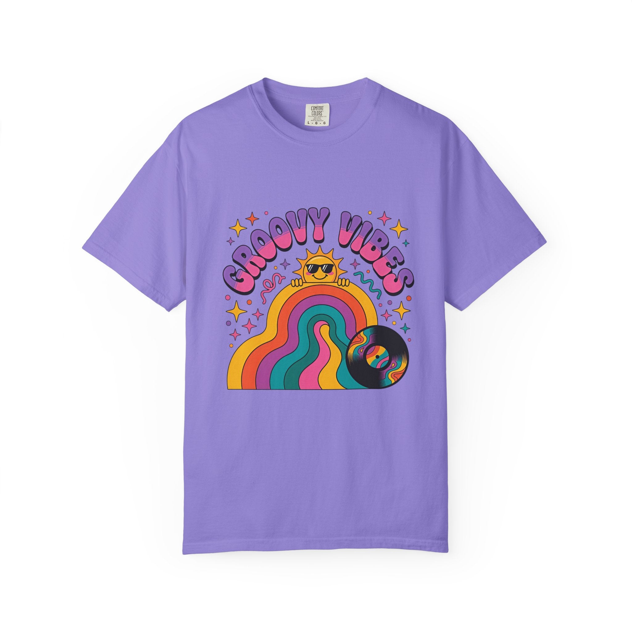 Groovy Vibes Retro Sun Rainbow T-Shirt