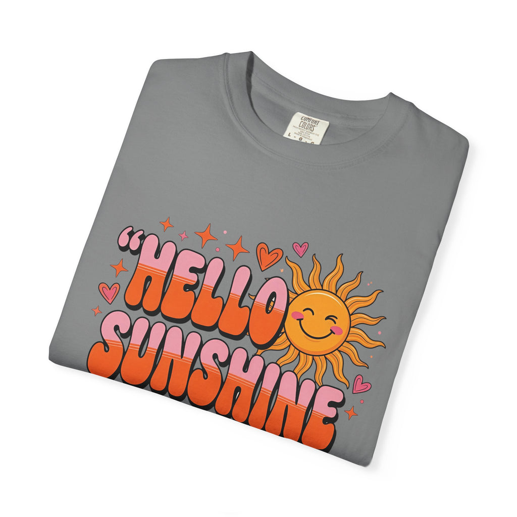 Hello Sunshine T-Shirt — Retro Smiley Sun Graphic Tee