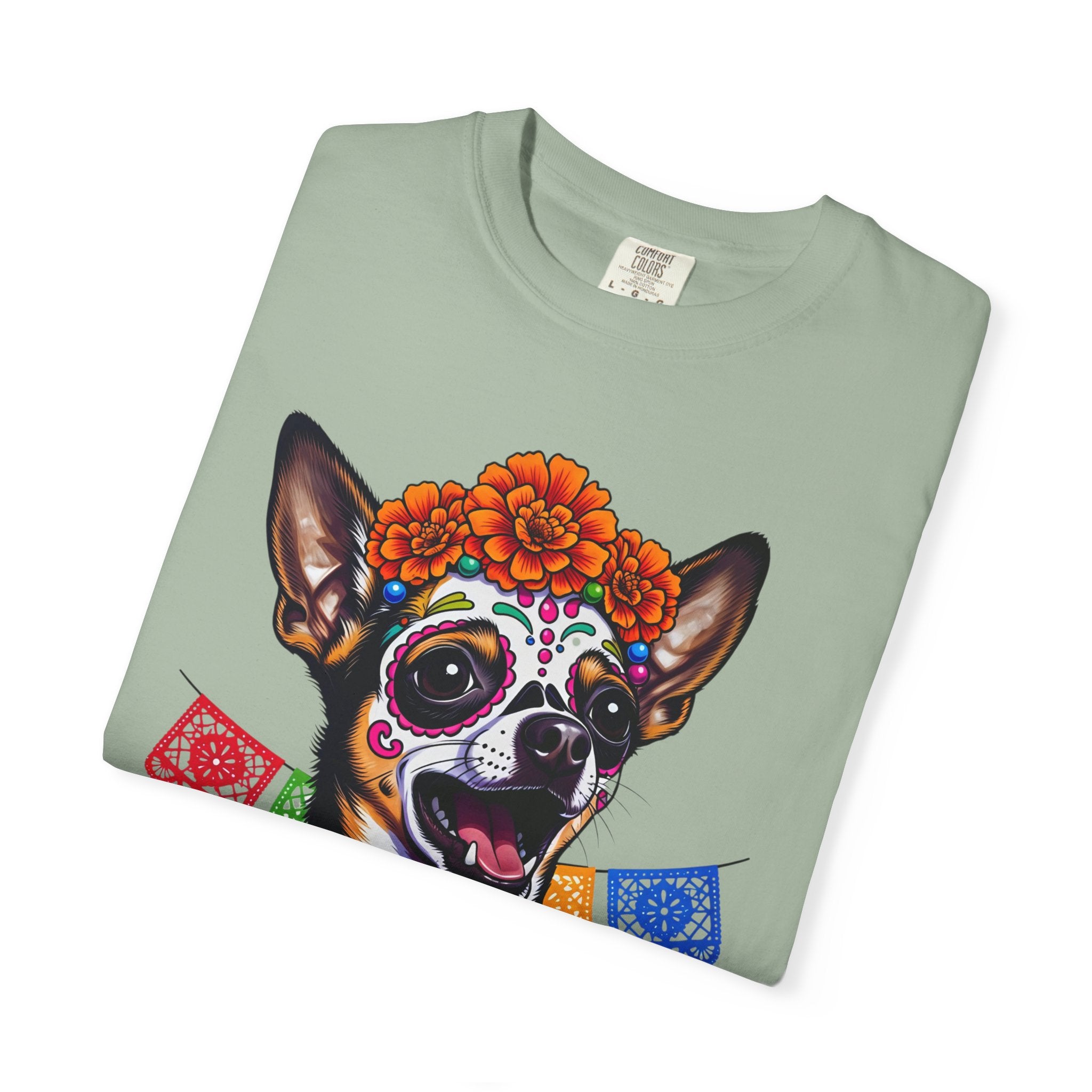 Day of the Dead Chihuahua T-Shirt — "Canta Con El Alma" Colorful Sugar Skull Tee