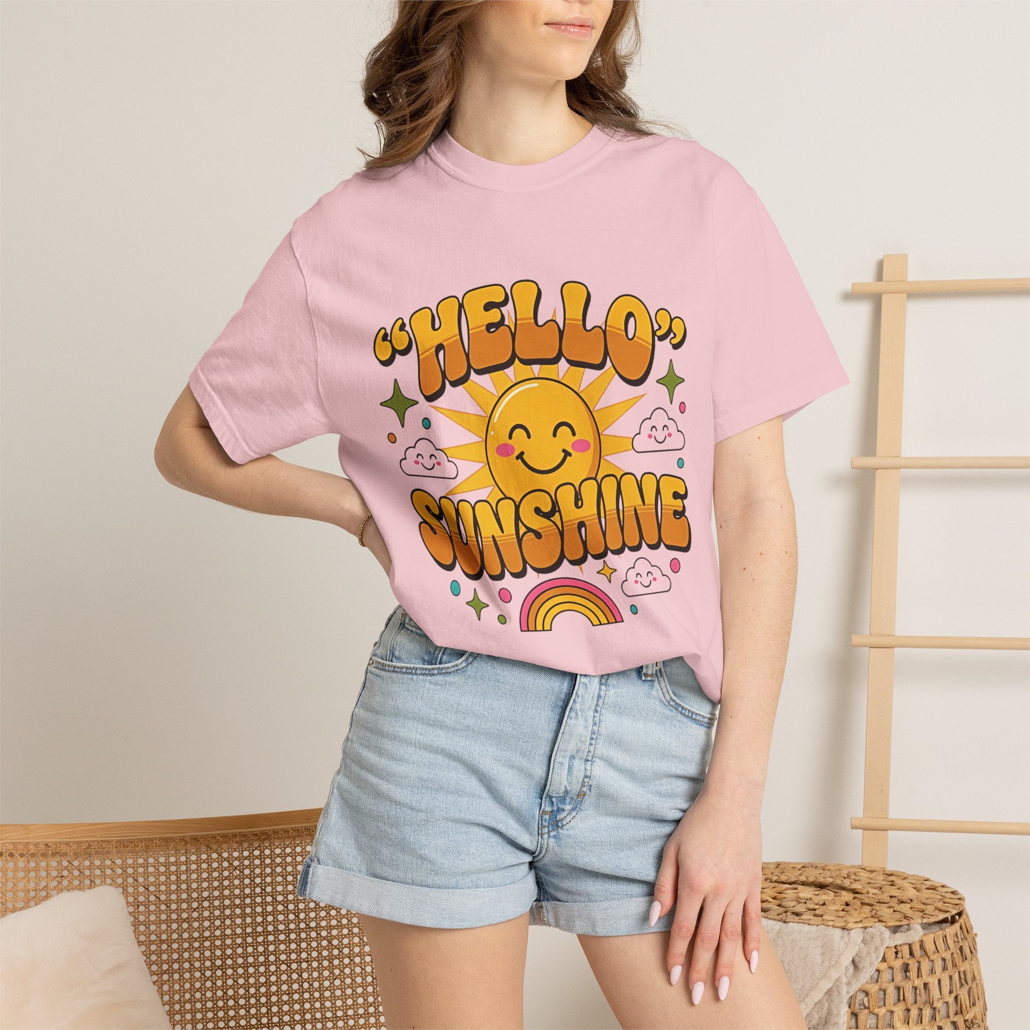 Hello Sunshine T-Shirt — Retro Smiley Sun Graphic Tee