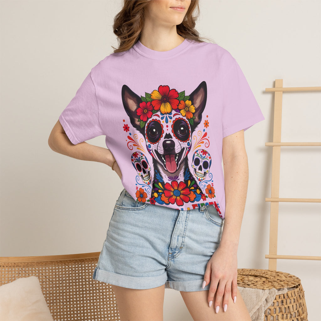Day of the Dead Chihuahua T-Shirt — "El Rey de la Fiesta" Sugar Skull Tee