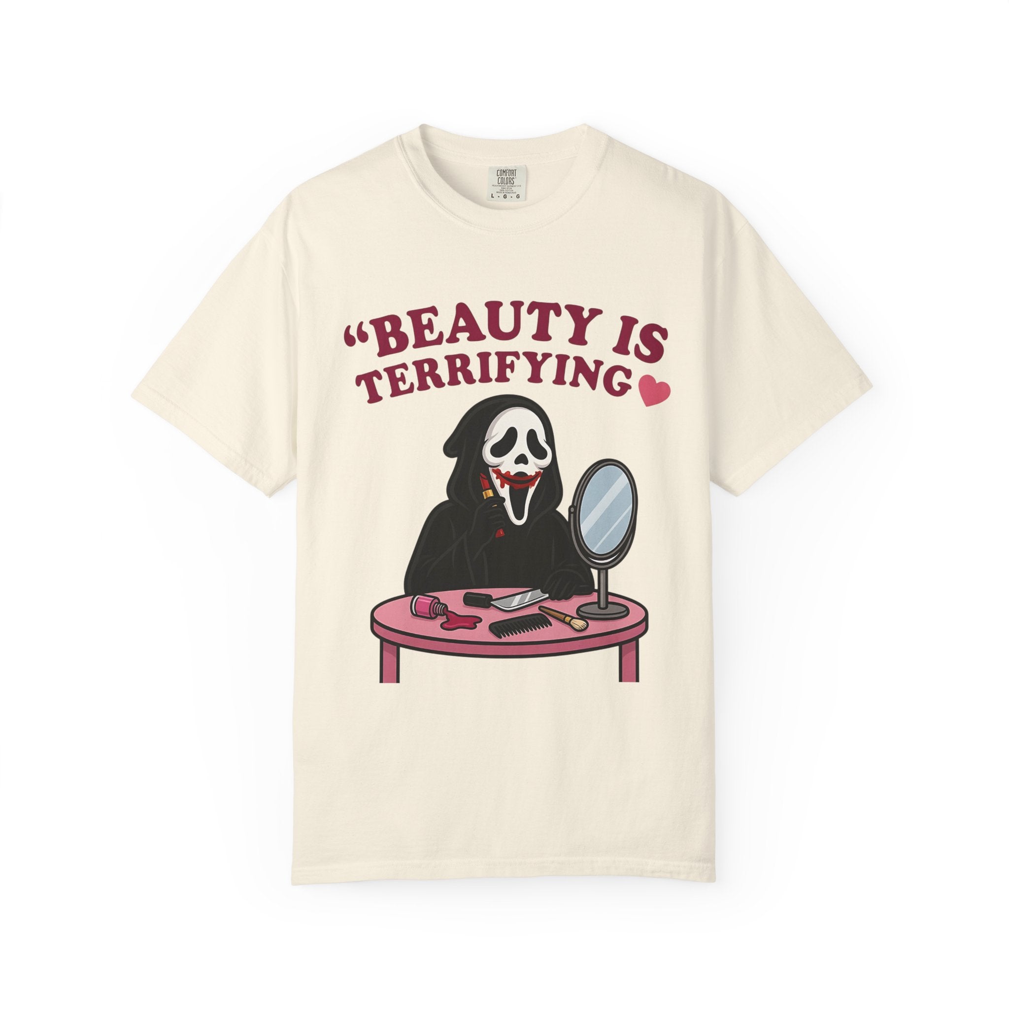 T-Shirt — "Beauty Is Terrifying" Ghostface Makeup Graphic Tee